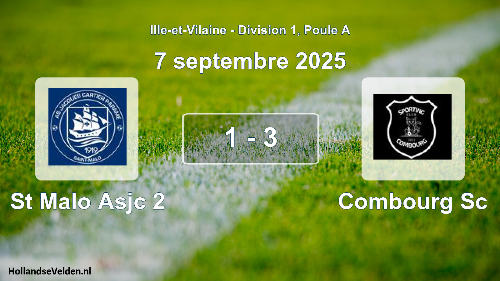 Gespeelde wedstrijd: St Malo Asjc 2 - Combourg Sc 1 - 3 (7 septembre 2025)