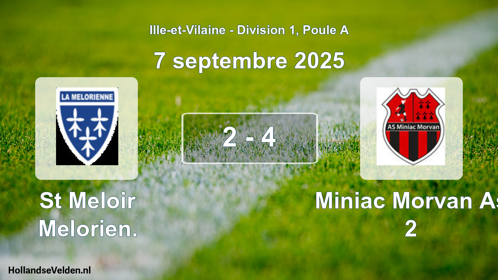 Total number of matches played: St Meloir Melorien. - Miniac Morvan As 2 2 - 4 (7 September 2025)