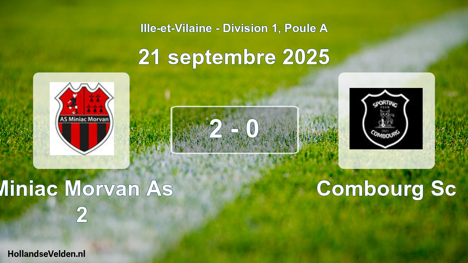 Total number of matches played: Miniac Morvan As 2 - Combourg Sc 2 - 0 (21 September 2025)