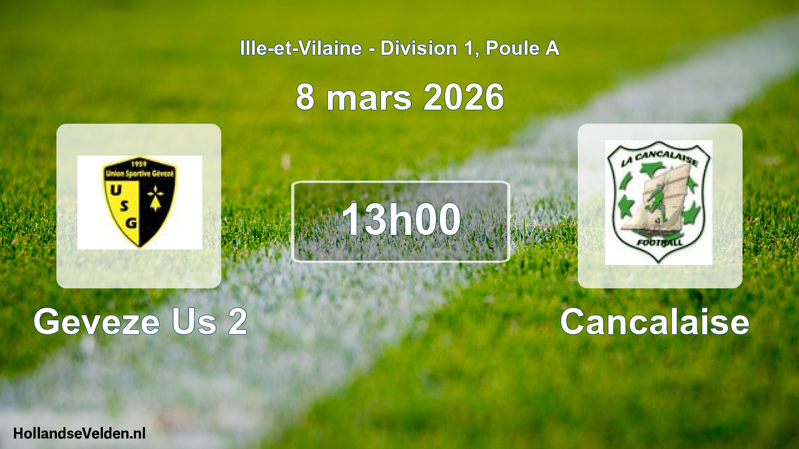 Geplande wedstrijd: Geveze Us 2 - Cancalaise (8 mars 2026)