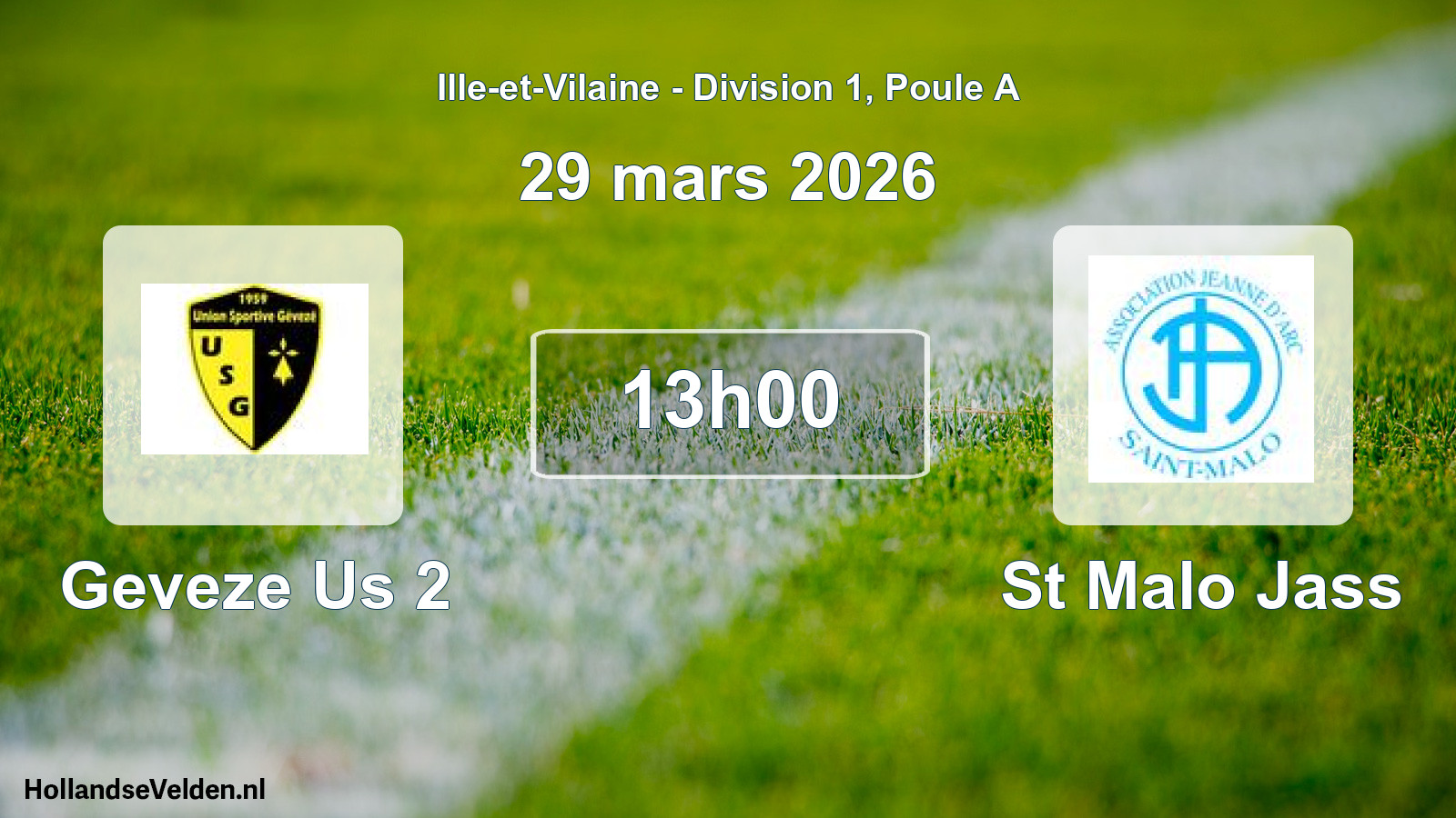 Geplande wedstrijd: Geveze Us 2 - St Malo Jass (29 mars 2026)