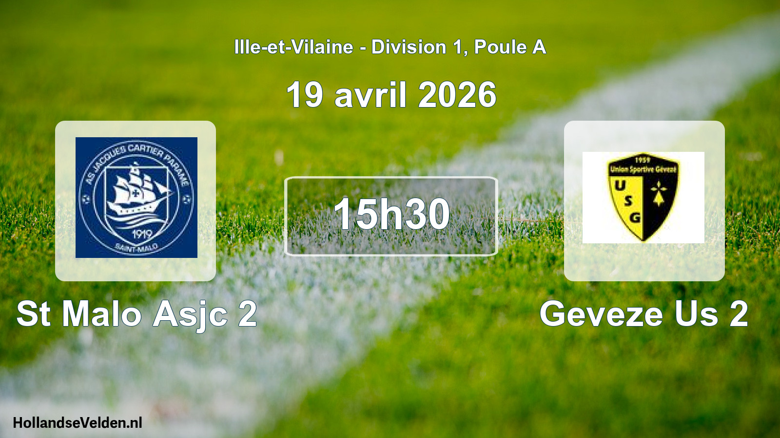 Geplande wedstrijd: St Malo Asjc 2 - Geveze Us 2 (19 avril 2026)