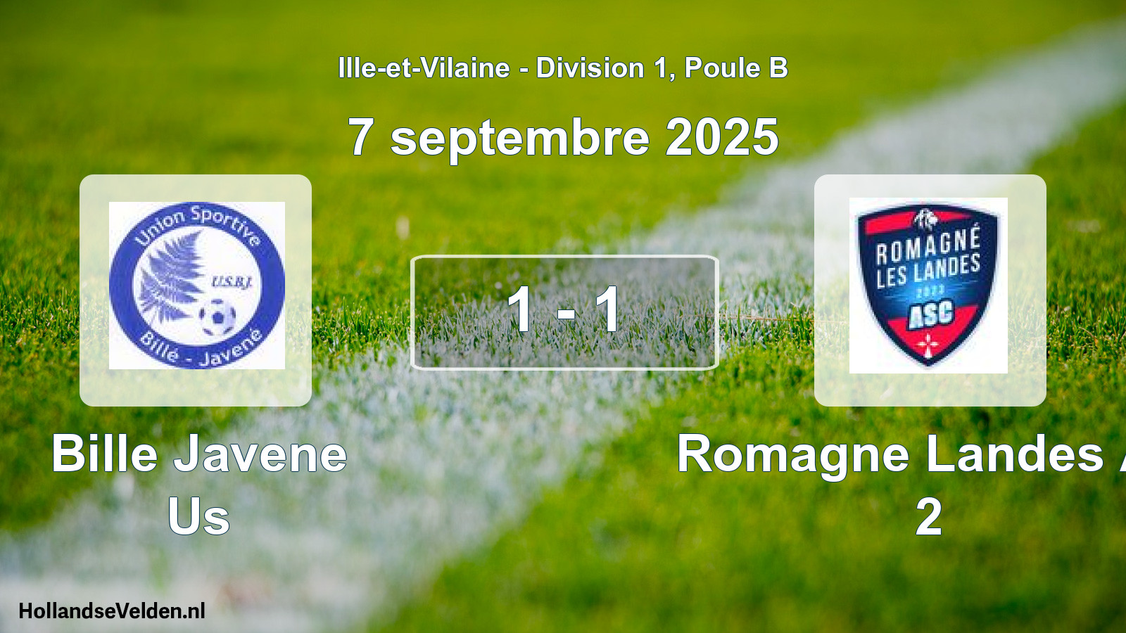 Gespeelde wedstrijd: Bille Javene Us - Romagne Landes As 2 1 - 1 (7 septembre 2025)