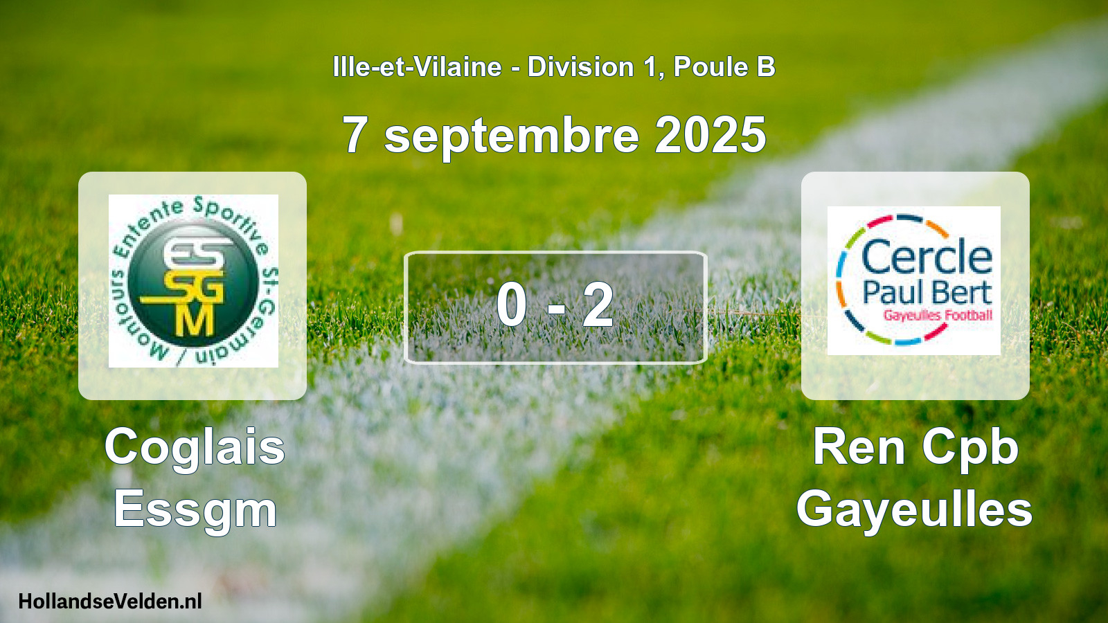 Total number of matches played: Coglais Essgm - Ren Cpb Gayeulles 0 - 2 (7 September 2025)