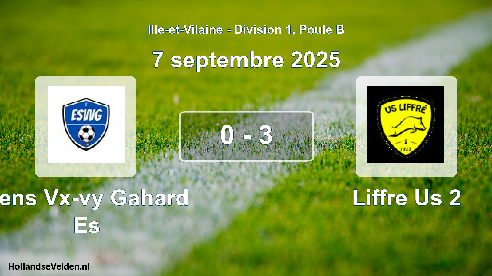 Gespeelde wedstrijd: Sens Vx-vy Gahard Es - Liffre Us 2 0 - 3 (7 september 2025)