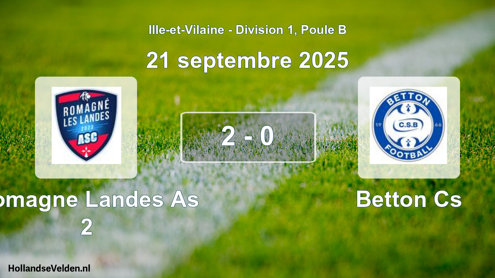 Gespeelde wedstrijd: Romagne Landes As 2 - Betton Cs 2 - 0 (21 september 2025)