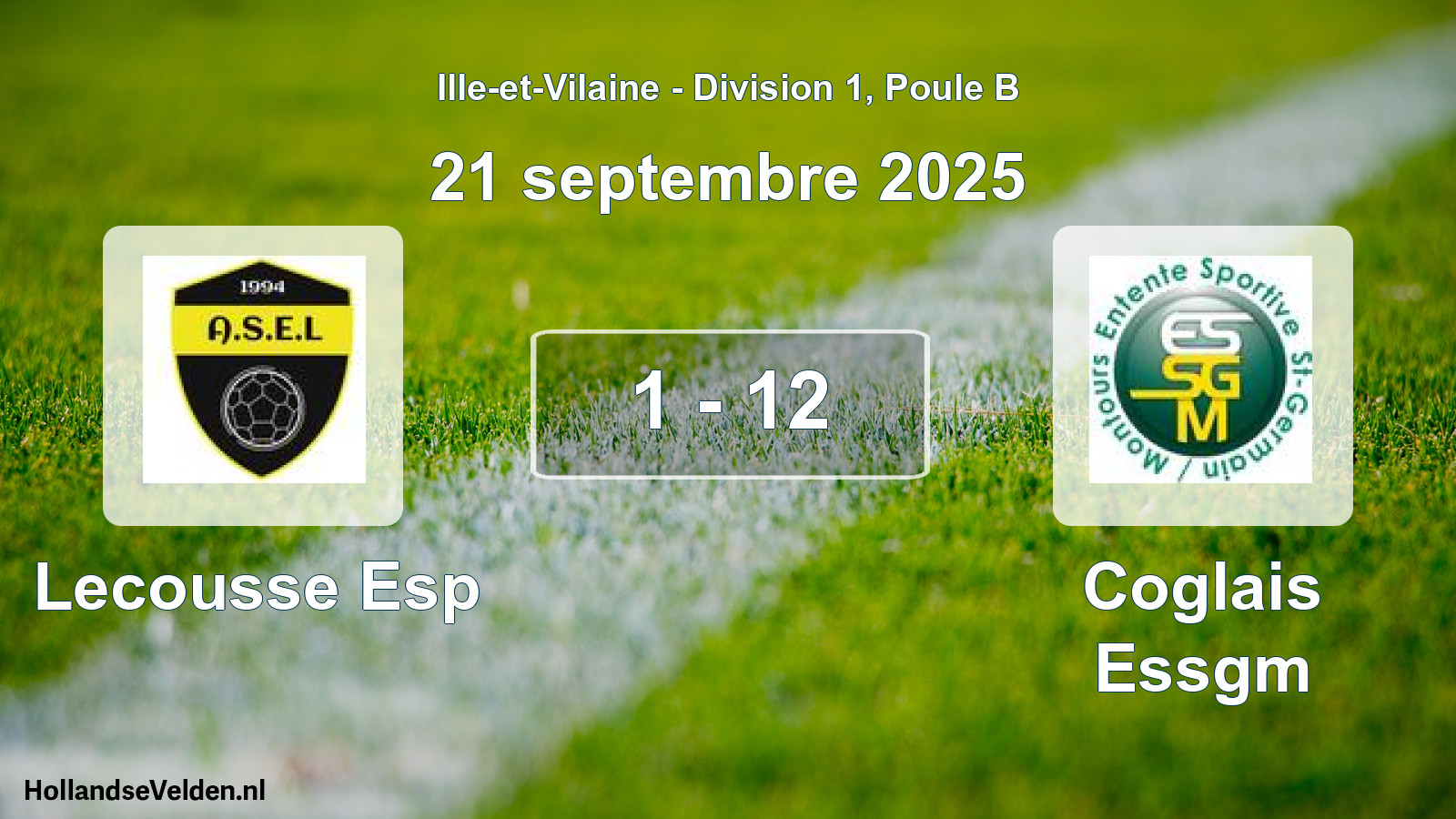 Gespeelde wedstrijd: Lecousse Esp - Coglais Essgm 1 - 12 (21 septembre 2025)
