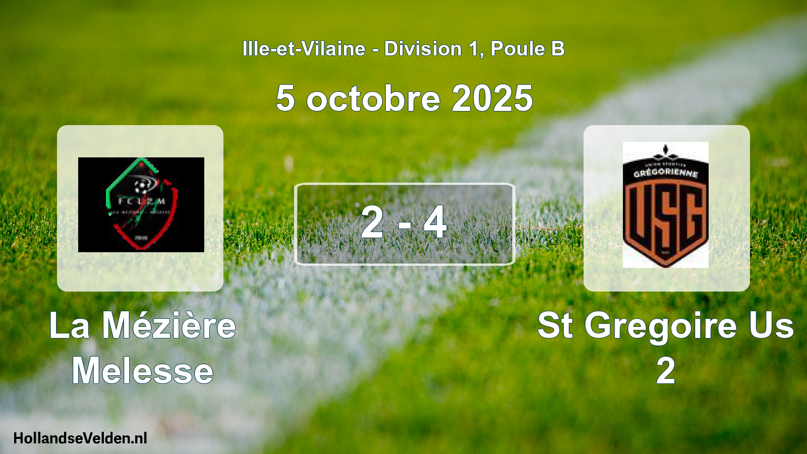 Gespeelde wedstrijd: La Mézière Melesse - St Gregoire Us 2 2 - 4 (5 oktober 2025)
