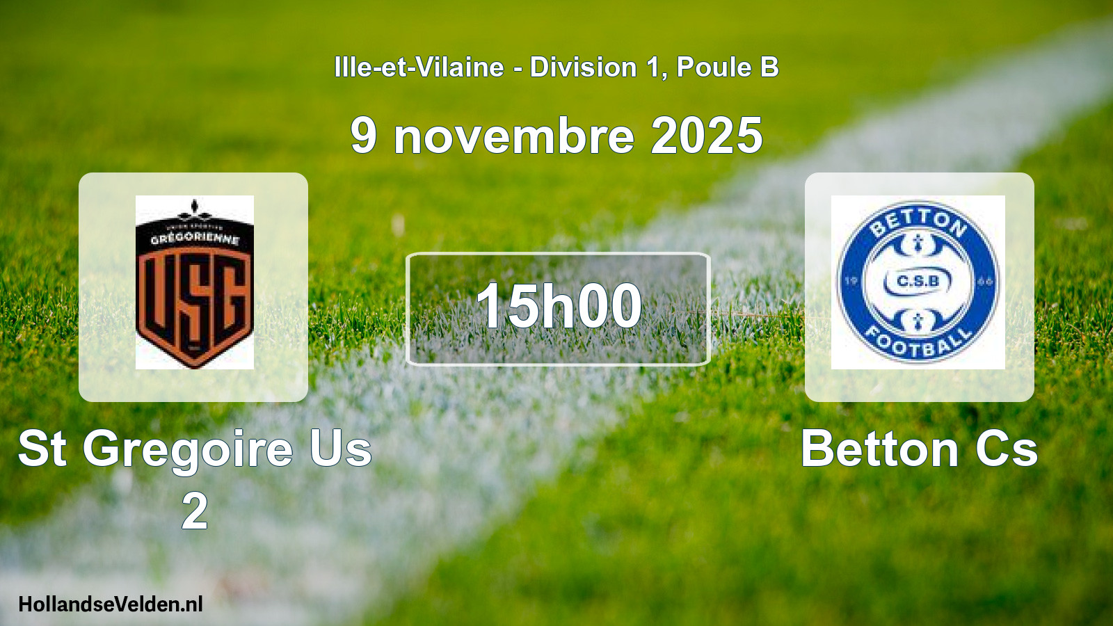 Geplande wedstrijd: St Gregoire Us 2 - Betton Cs (9 novembre 2025)