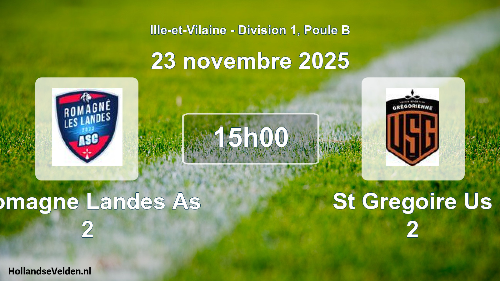 Geplande wedstrijd: Romagne Landes As 2 - St Gregoire Us 2 (23 novembre 2025)