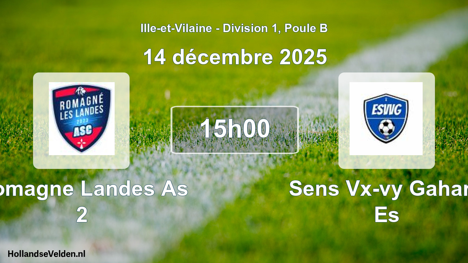 Scheduled Match: Romagne Landes As 2 - Sens Vx-vy Gahard Es (14 December 2025)