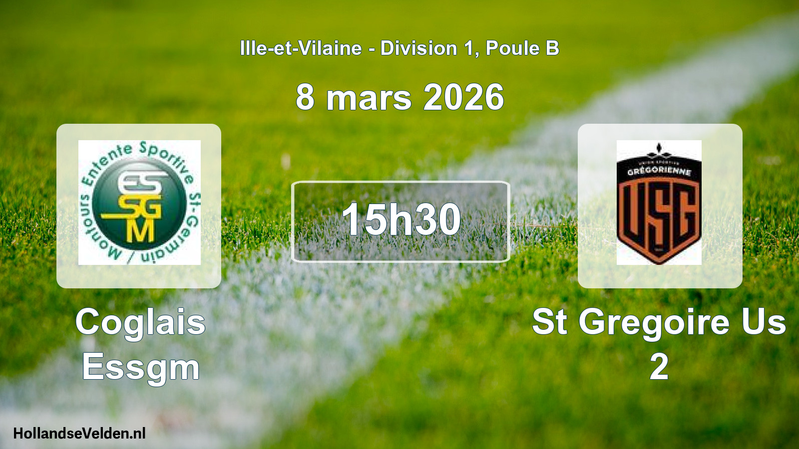 Geplande wedstrijd: Coglais Essgm - St Gregoire Us 2 (8 mars 2026)