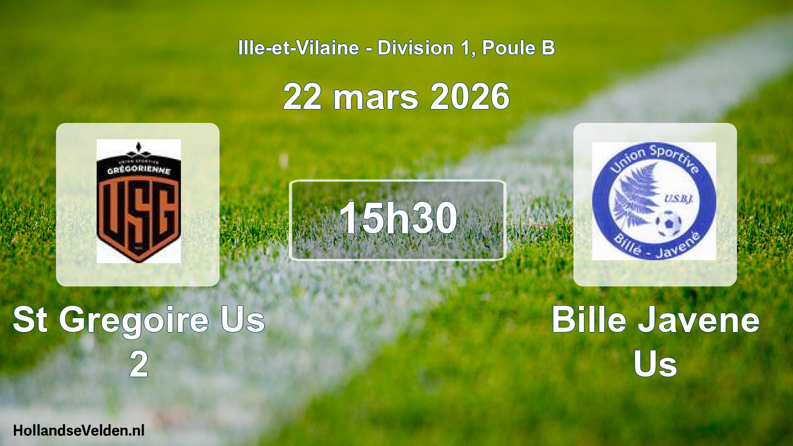 Geplande wedstrijd: St Gregoire Us 2 - Bille Javene Us (22 maart 2026)