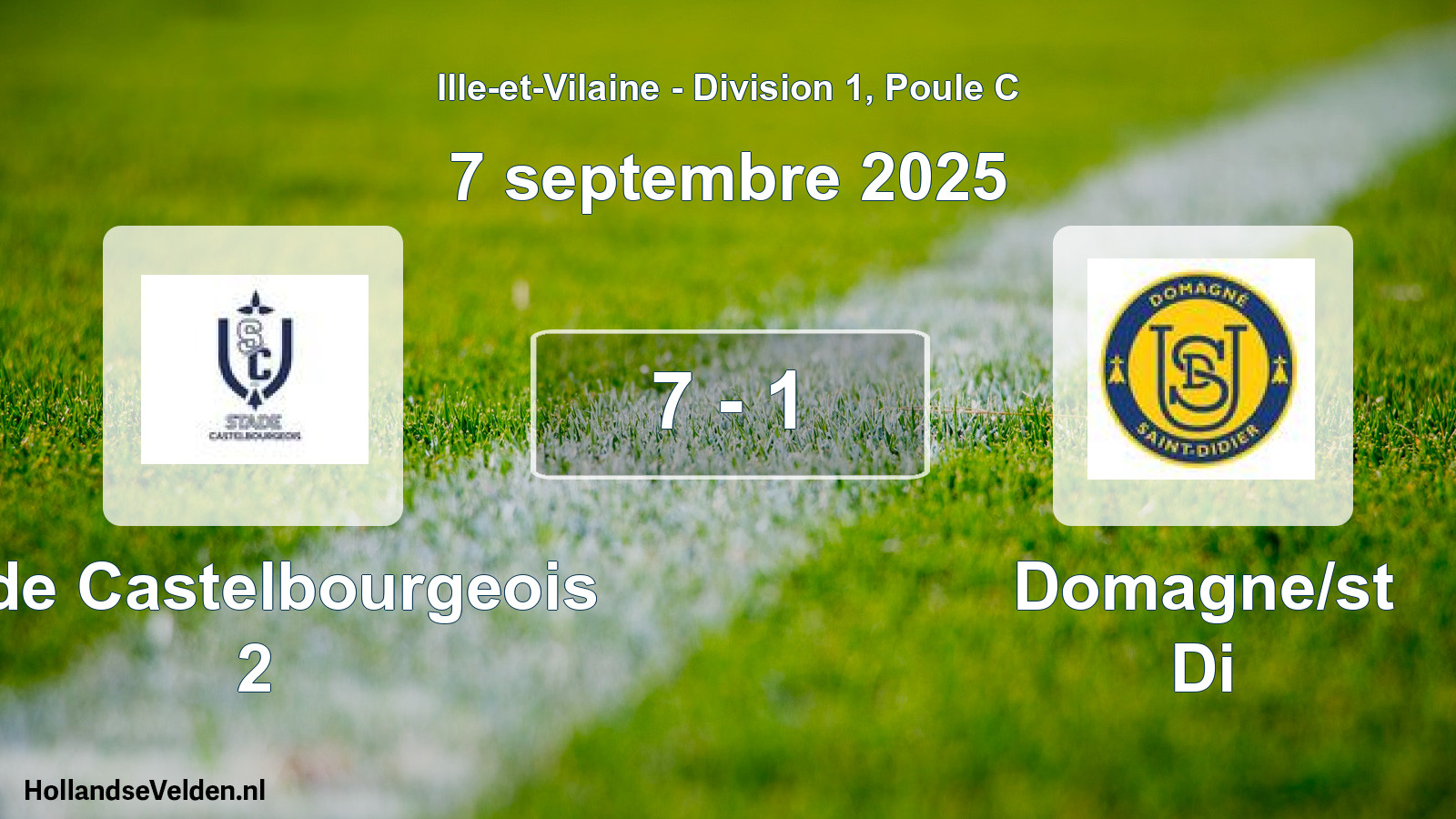 Gespeelde wedstrijd: Stde Castelbourgeois 2 - Domagne/st Di 7 - 1 (7 septembre 2025)