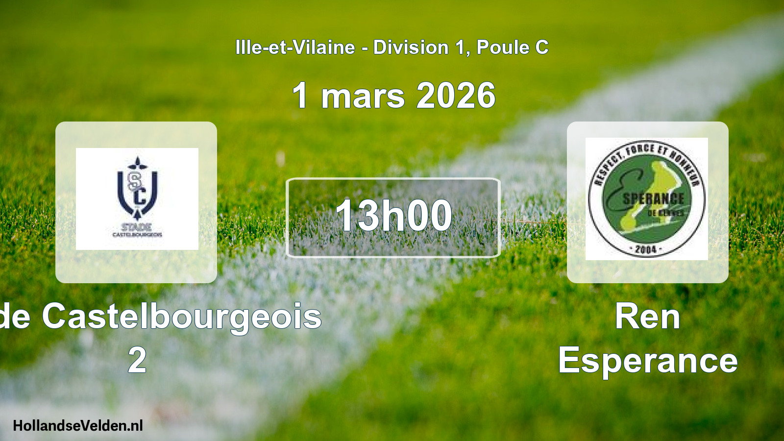 Geplande wedstrijd: Stde Castelbourgeois 2 - Ren Esperance (1 mars 2026)