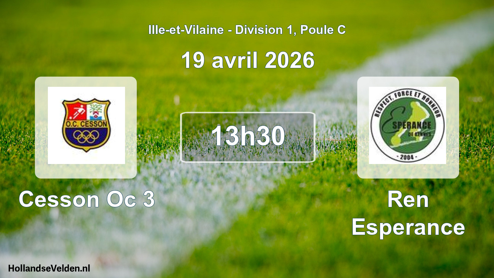 Geplande wedstrijd: Cesson Oc 3 - Ren Esperance (19 avril 2026)