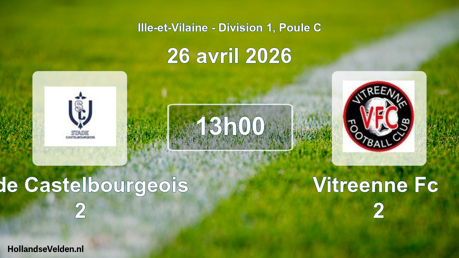 Scheduled Match: Stde Castelbourgeois 2 - Vitreenne Fc 2 (26 April 2026)