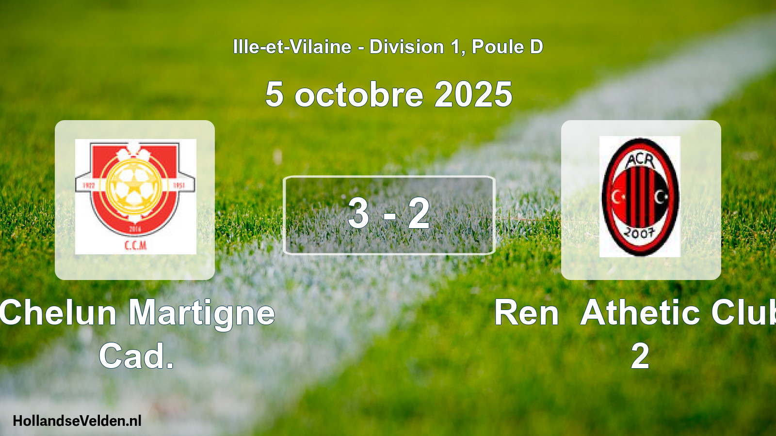 Gespeelde wedstrijd: Chelun Martigne Cad. - Ren Athetic Club 2 3 - 2 (5 octobre 2025)