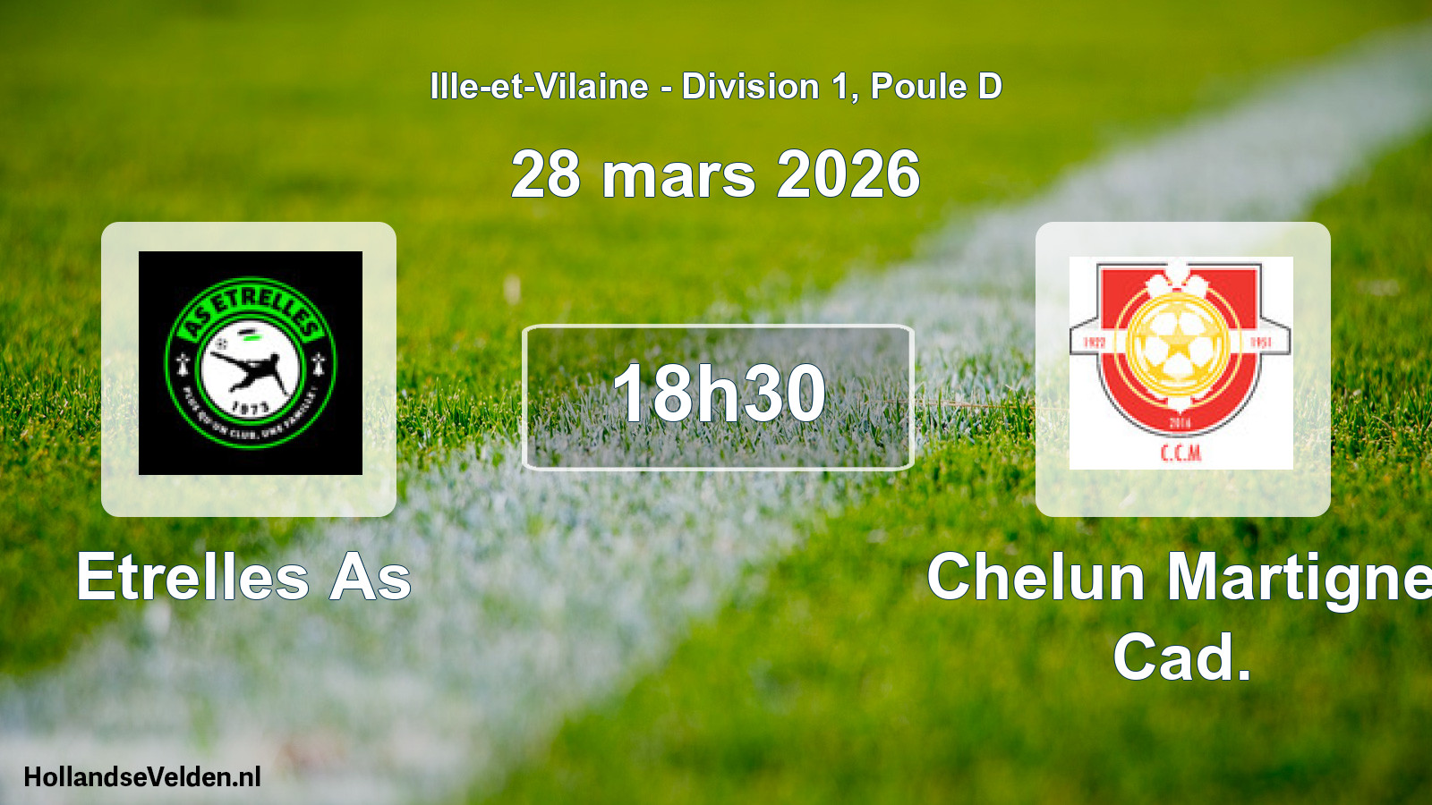 Geplande wedstrijd: Etrelles As - Chelun Martigne Cad. (28 mars 2026)