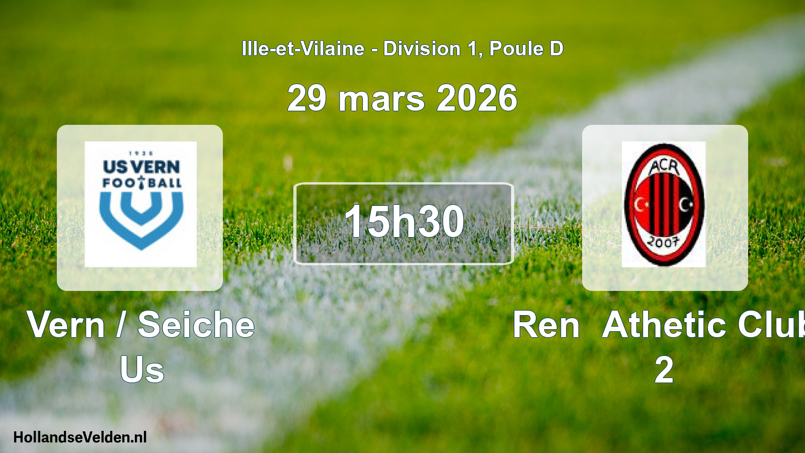 Geplande wedstrijd: Vern / Seiche Us - Ren Athetic Club 2 (29 mars 2026)