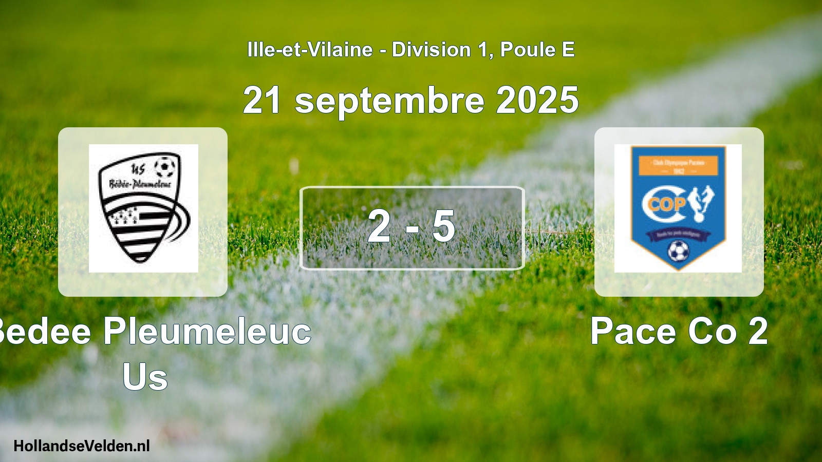 Total number of matches played: Bedee Pleumeleuc Us - Pace Co 2 2 - 5 (21 September 2025)