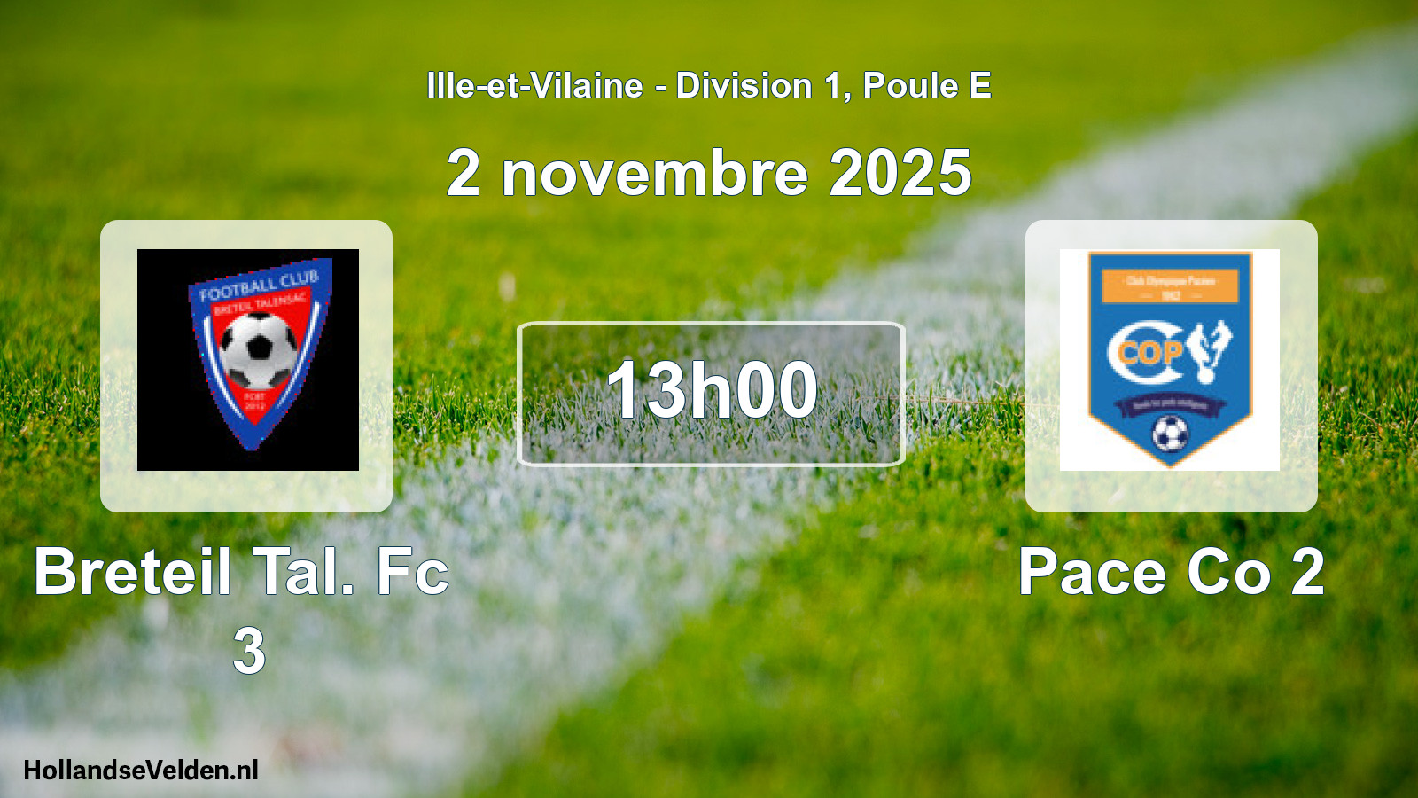 Scheduled Match: Breteil Tal. Fc 3 - Pace Co 2 (2 November 2025)