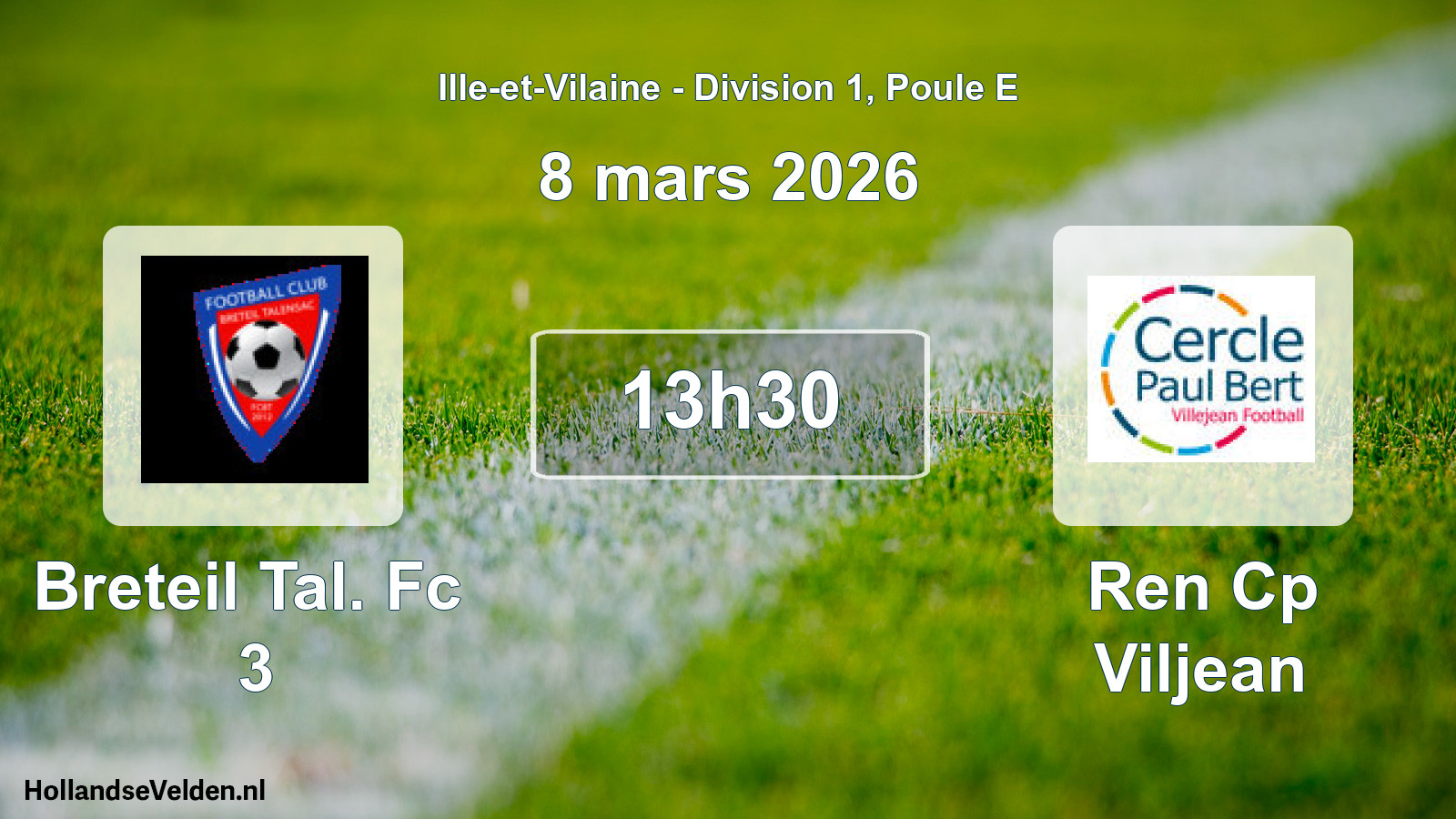 Geplande wedstrijd: Breteil Tal. Fc 3 - Ren Cp Viljean (8 mars 2026)