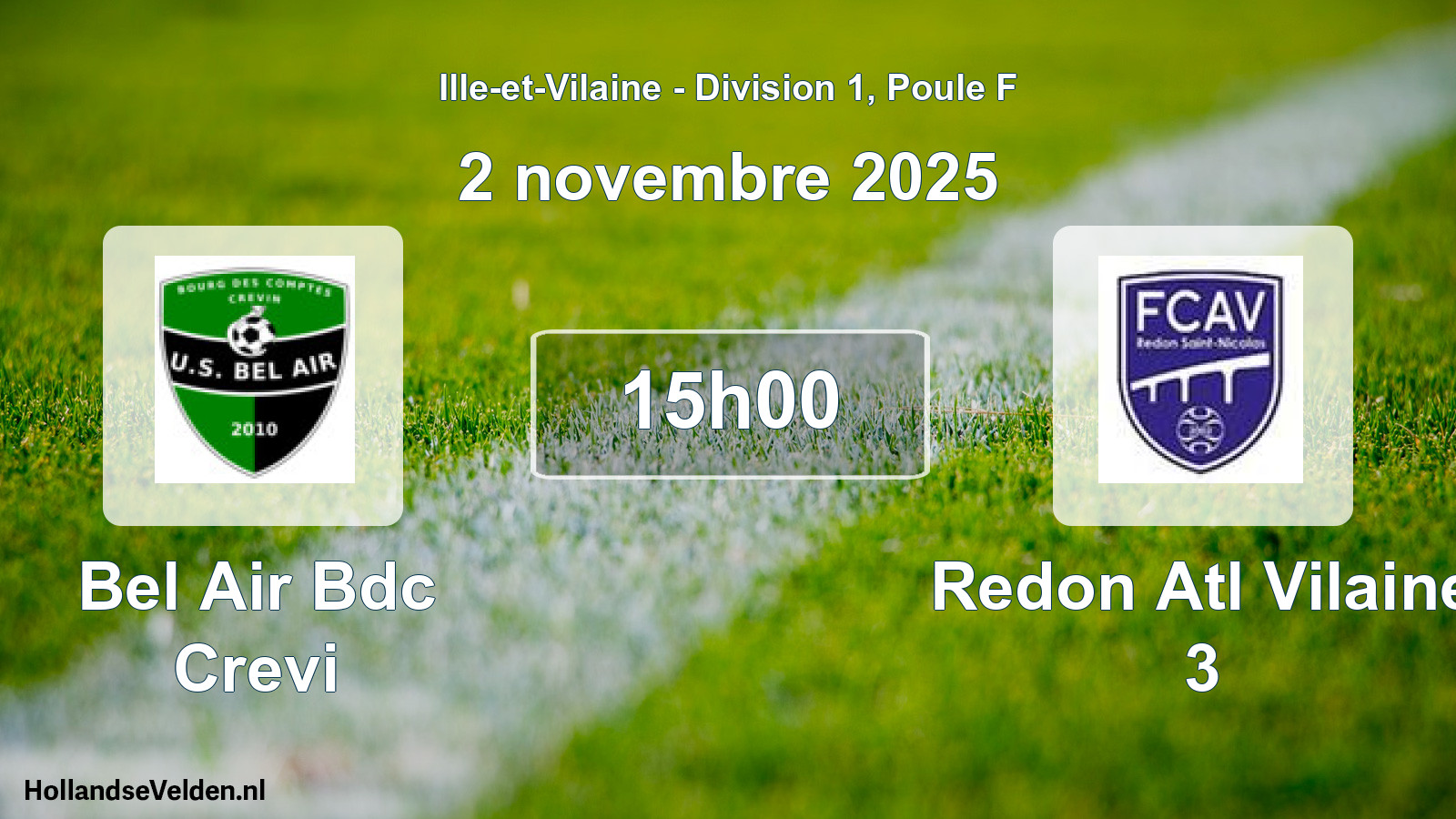 Scheduled Match: Bel Air Bdc Crevi - Redon Atl Vilaine 3 (2 November 2025)