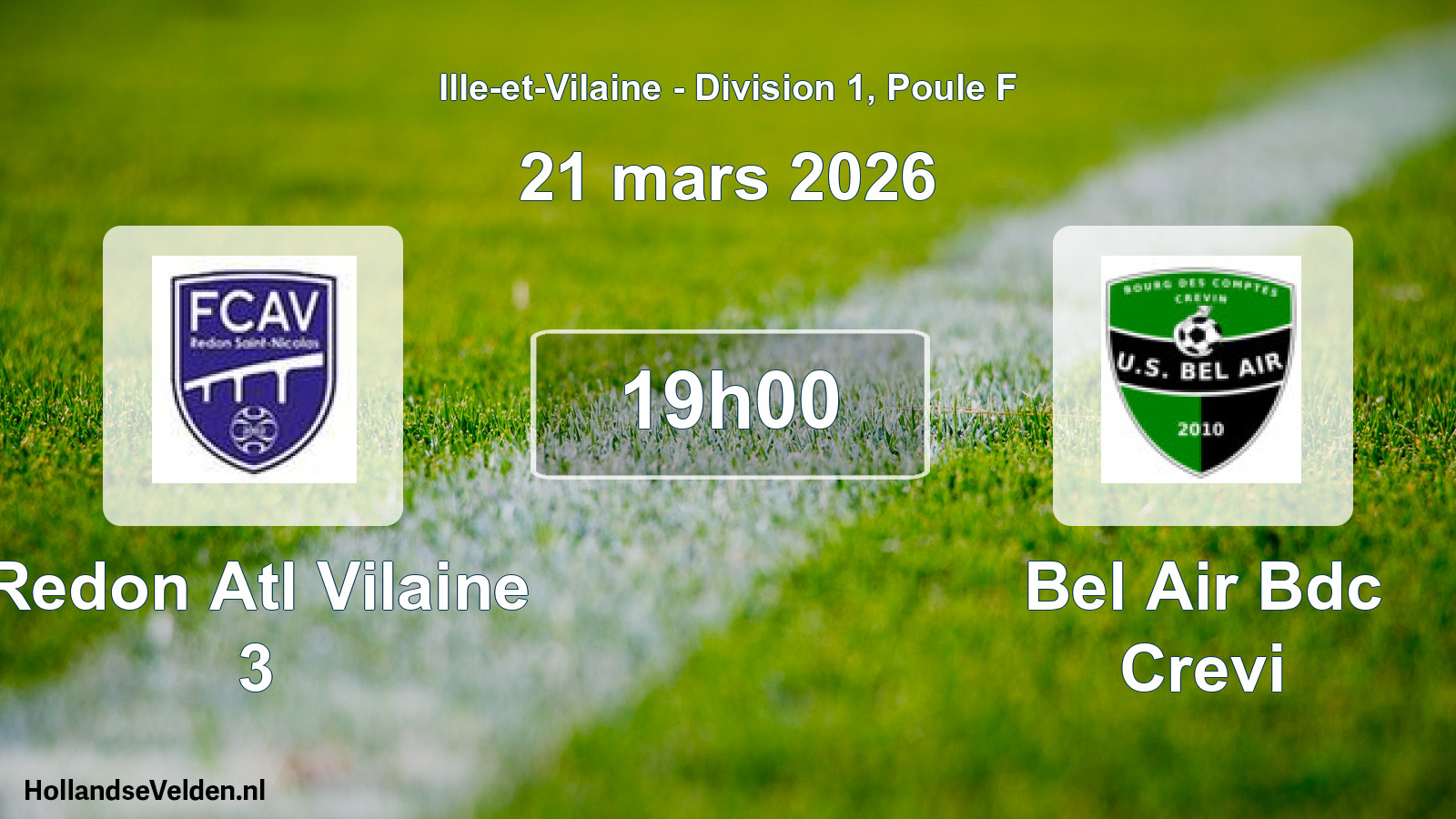 Scheduled Match: Redon Atl Vilaine 3 - Bel Air Bdc Crevi (21 March 2026)