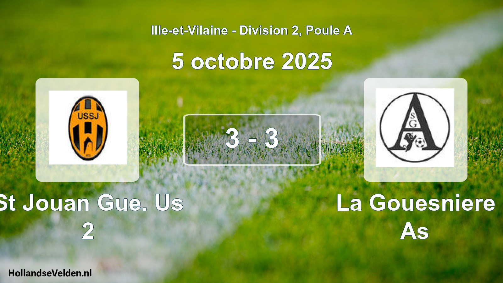 Gespeelde wedstrijd: St Jouan Gue. Us 2 - La Gouesniere As 3 - 3 (5 octobre 2025)