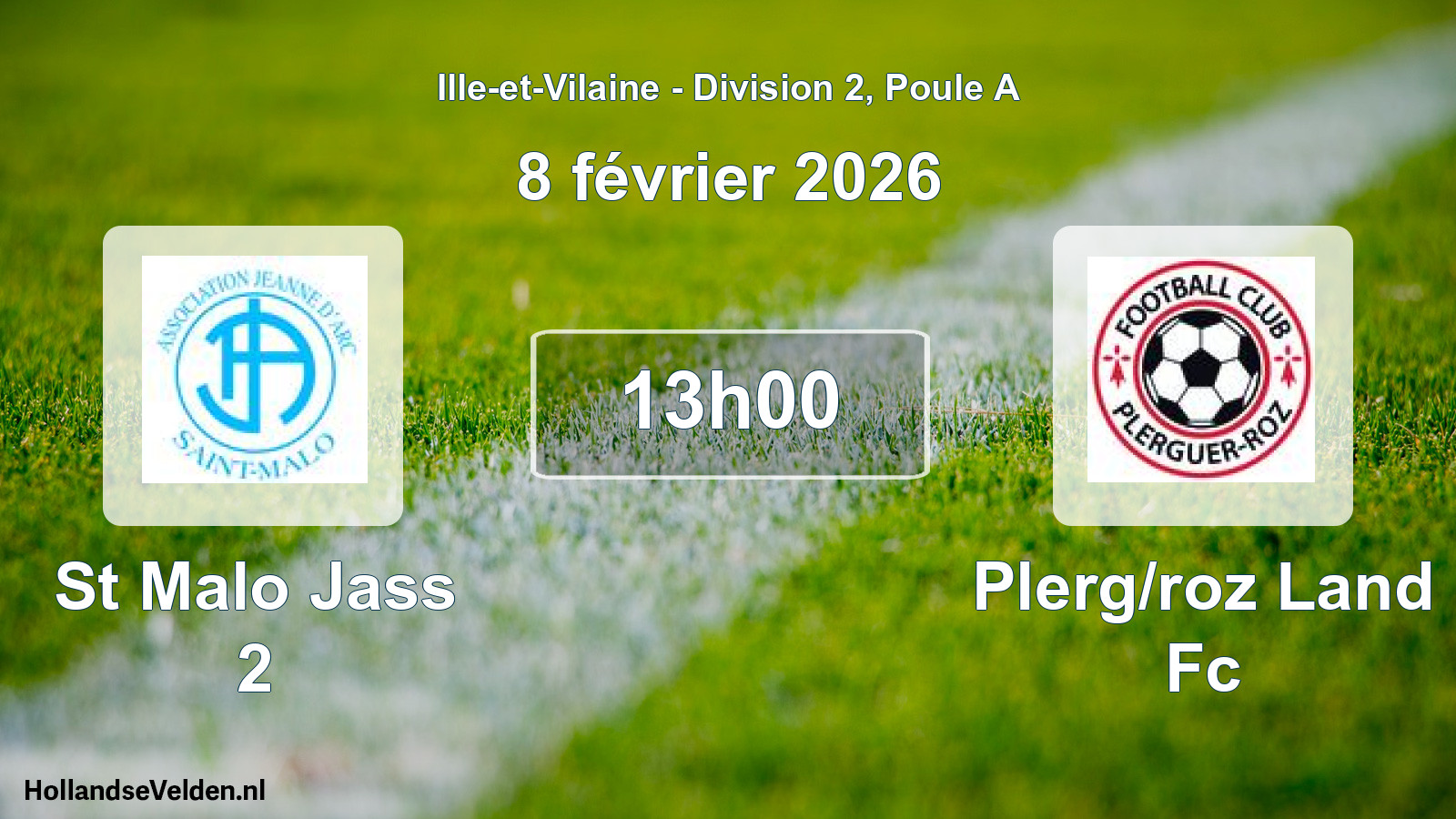 Geplande wedstrijd: St Malo Jass 2 - Plerg/roz Land Fc (8 februari 2026)