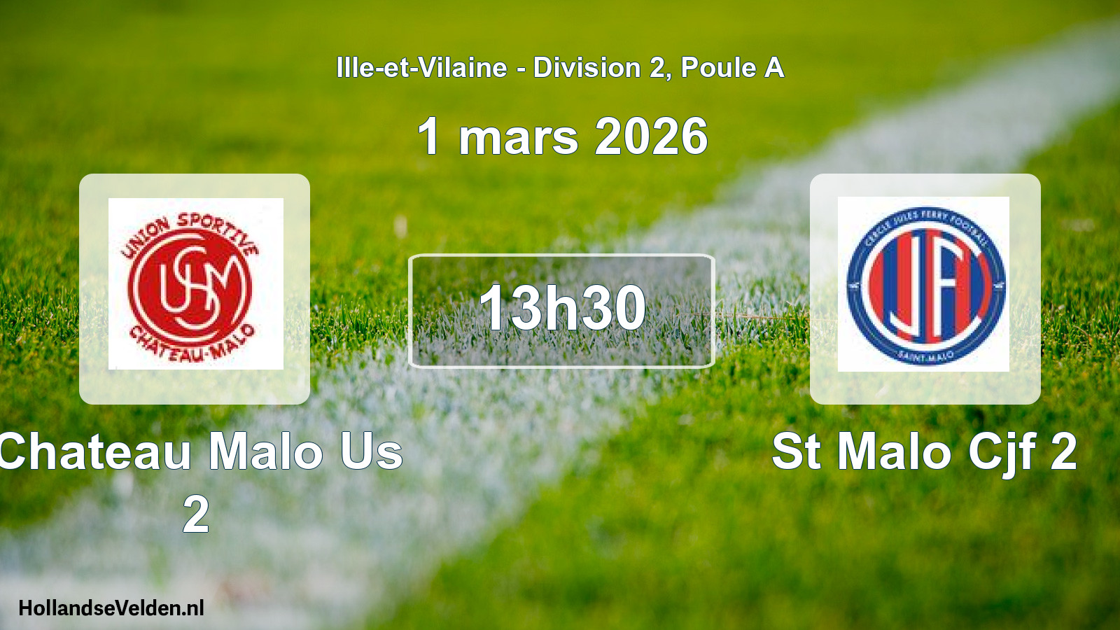 Geplande wedstrijd: Chateau Malo Us 2 - St Malo Cjf 2 (1 mars 2026)