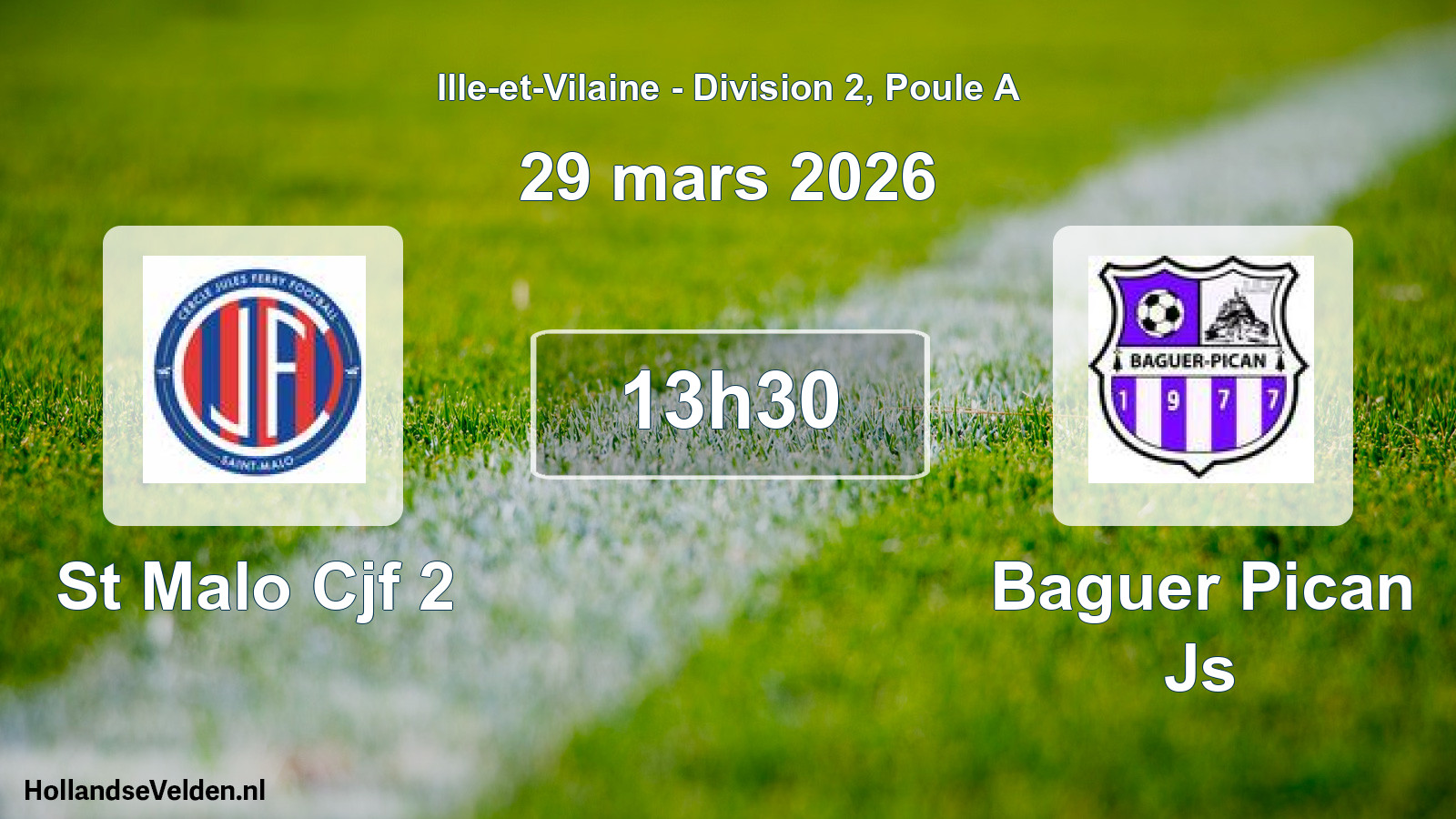 Geplande wedstrijd: St Malo Cjf 2 - Baguer Pican Js (29 mars 2026)