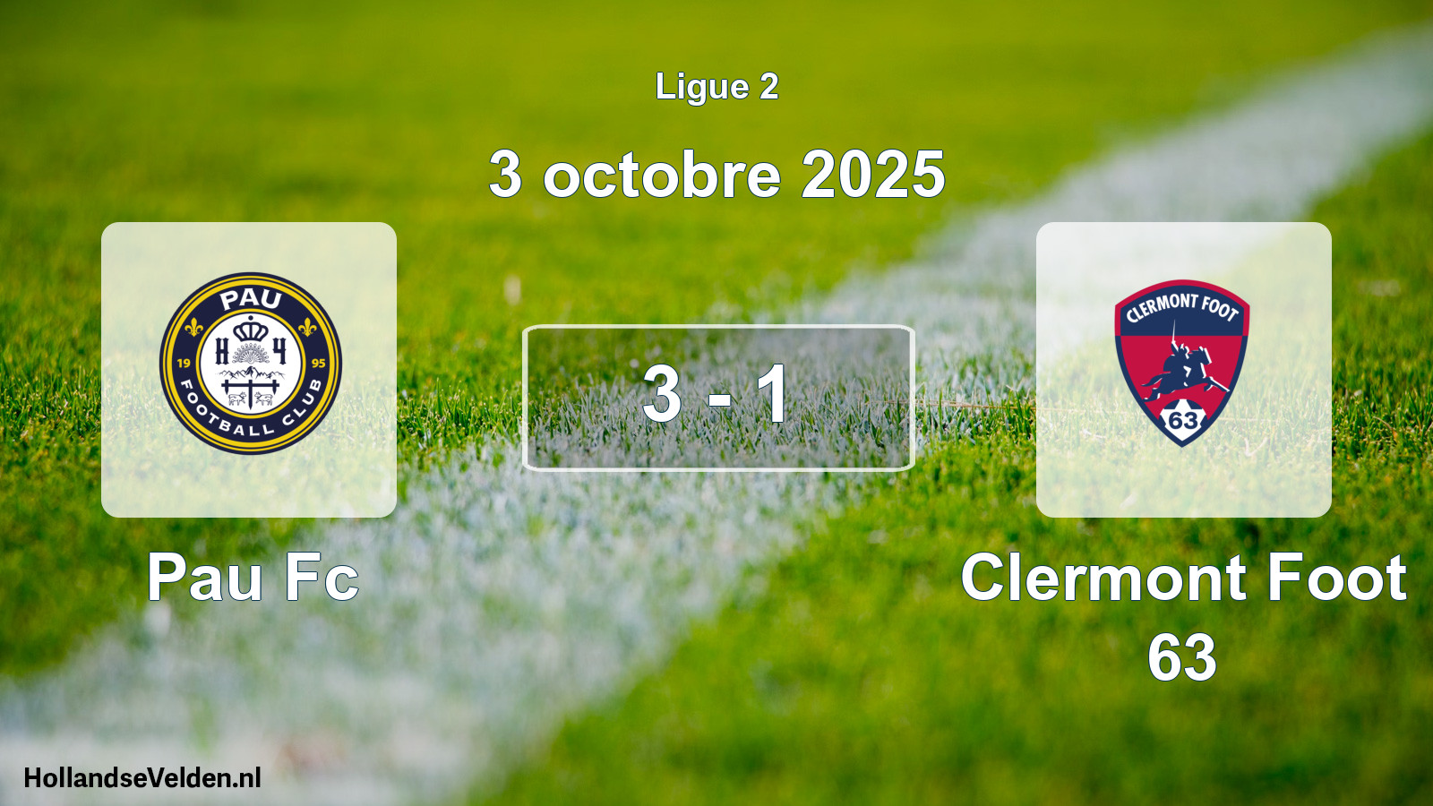 Gespeelde wedstrijd: Pau Fc - Clermont Foot 63 3 - 1 (3 octobre 2025)