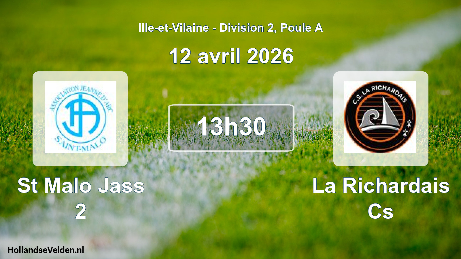 Geplande wedstrijd: St Malo Jass 2 - La Richardais Cs (12 avril 2026)