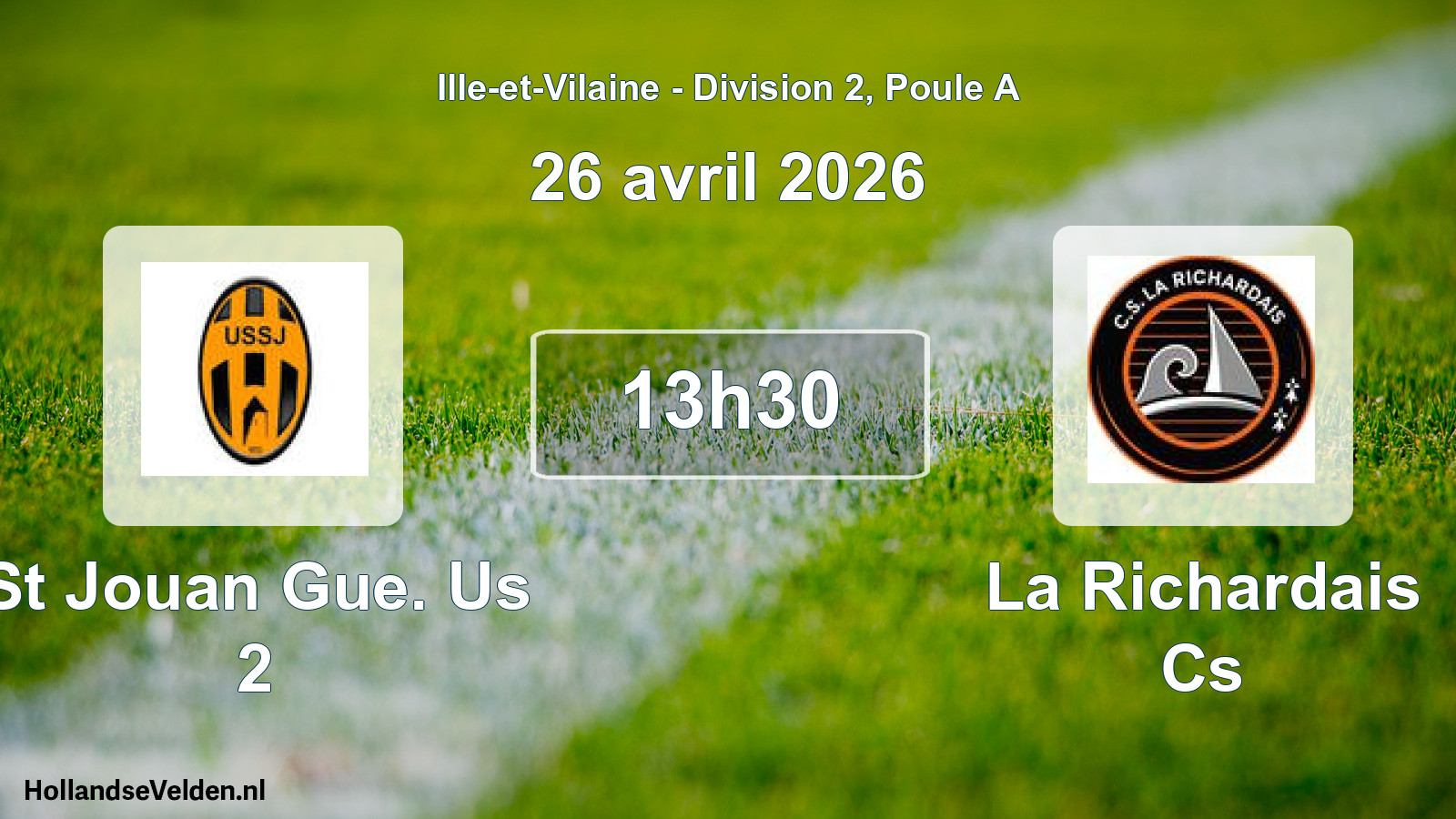 Geplande wedstrijd: St Jouan Gue. Us 2 - La Richardais Cs (26 april 2026)