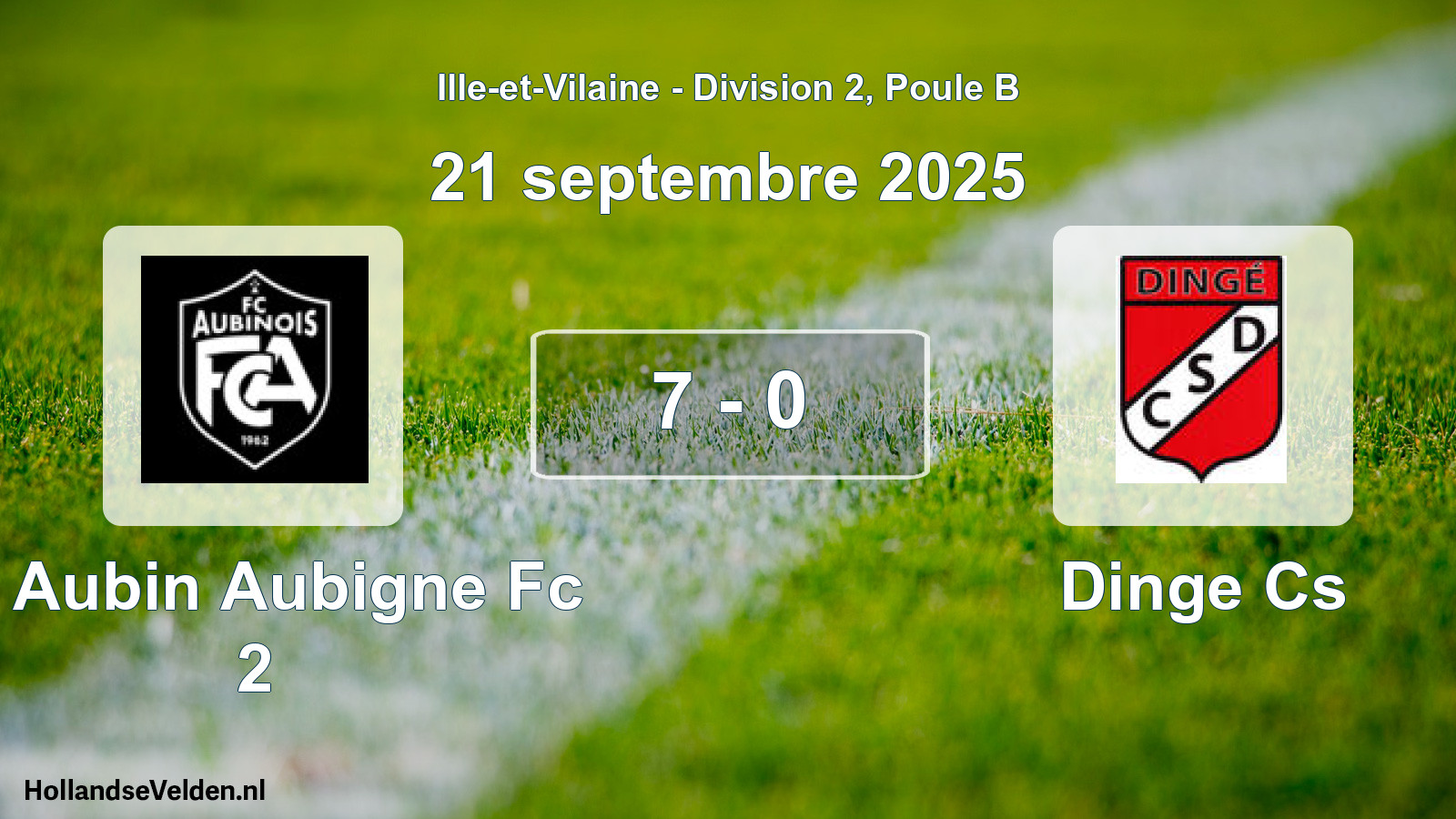 Gespeelde wedstrijd: St Aubin Aubigne Fc 2 - Dinge Cs 7 - 0 (21 septembre 2025)