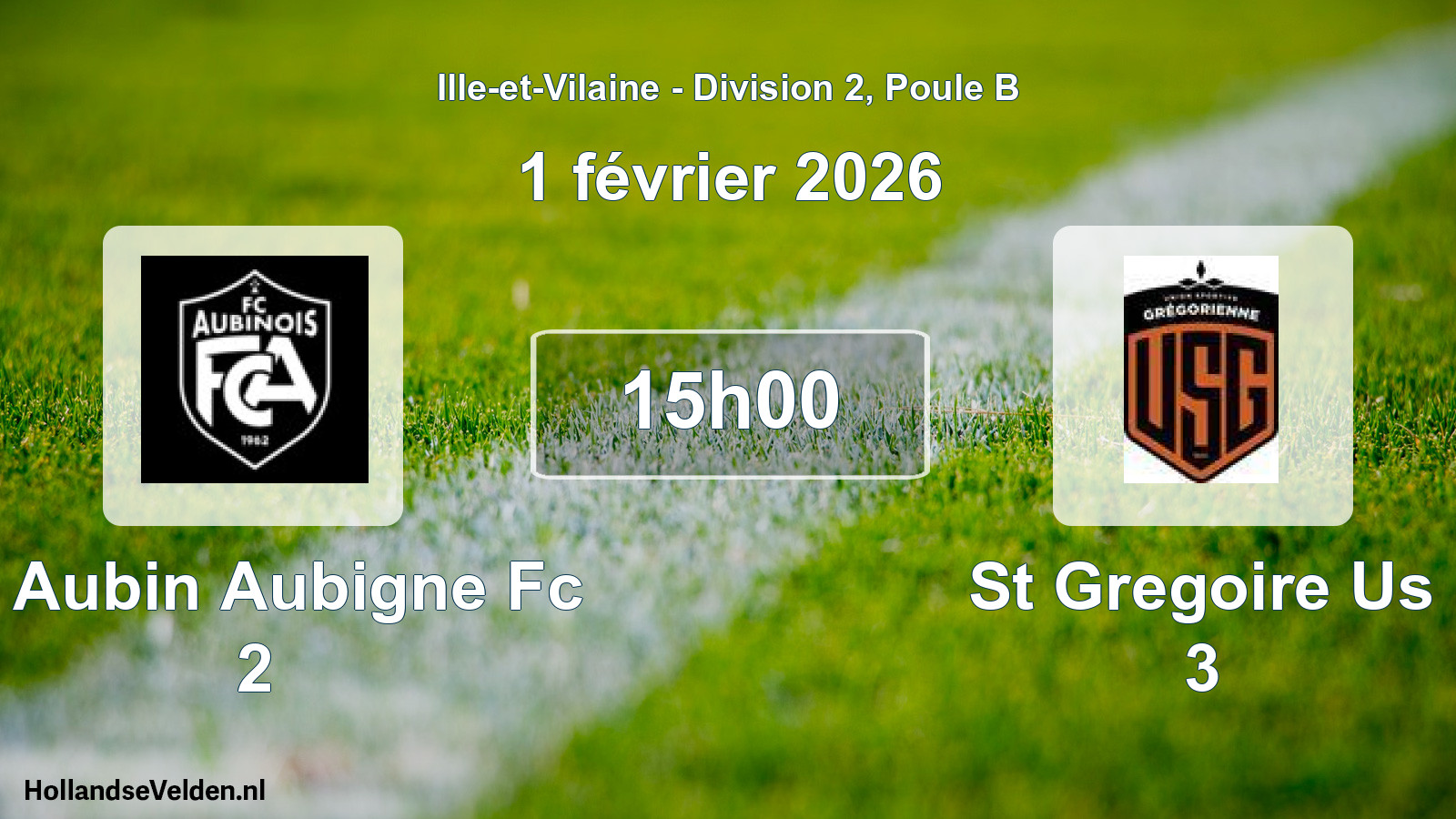 Geplande wedstrijd: St Aubin Aubigne Fc 2 - St Gregoire Us 3 (1 février 2026)