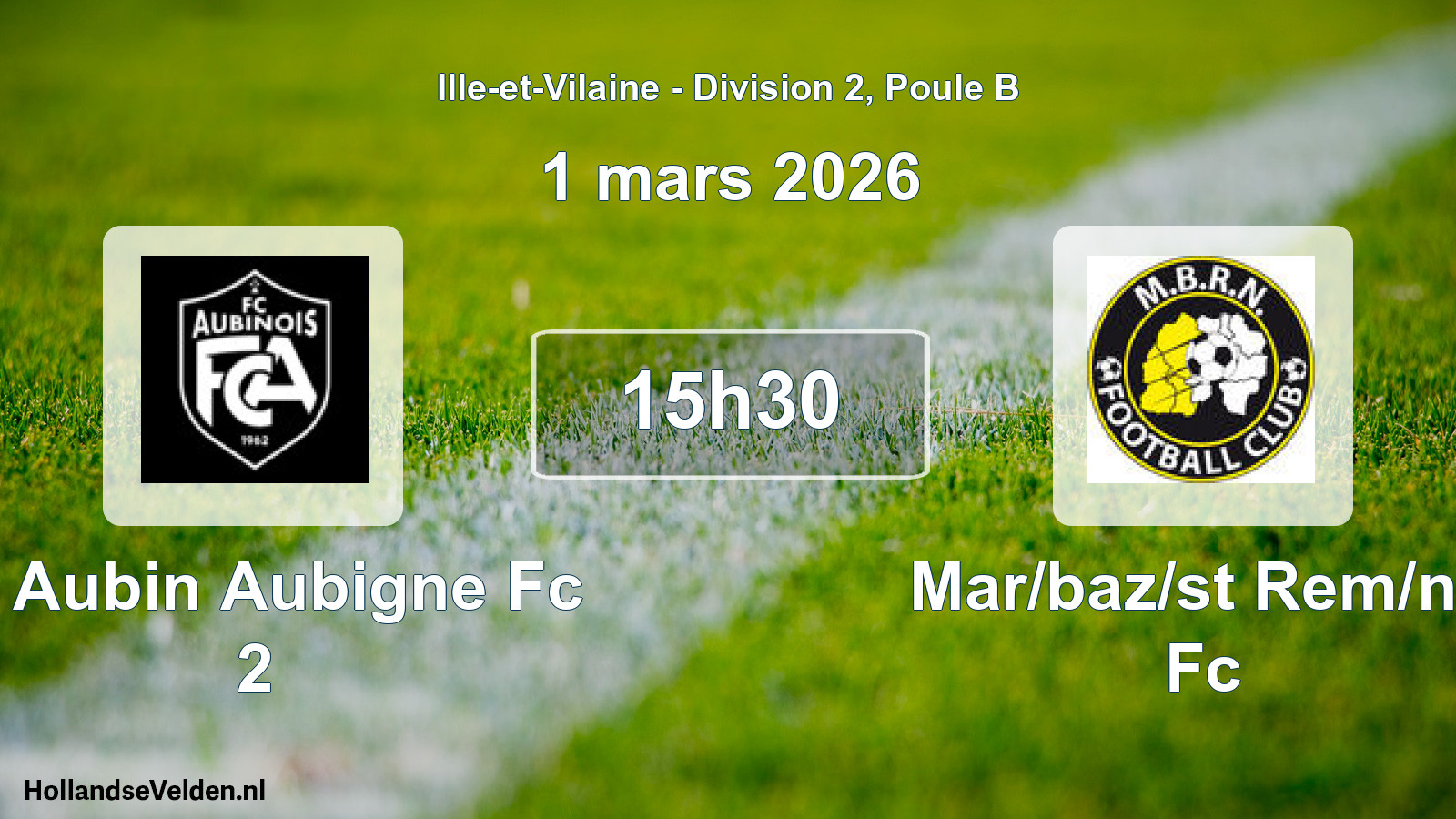 Scheduled Match: St Aubin Aubigne Fc 2 - Mar/baz/st Rem/no Fc (1 March 2026)