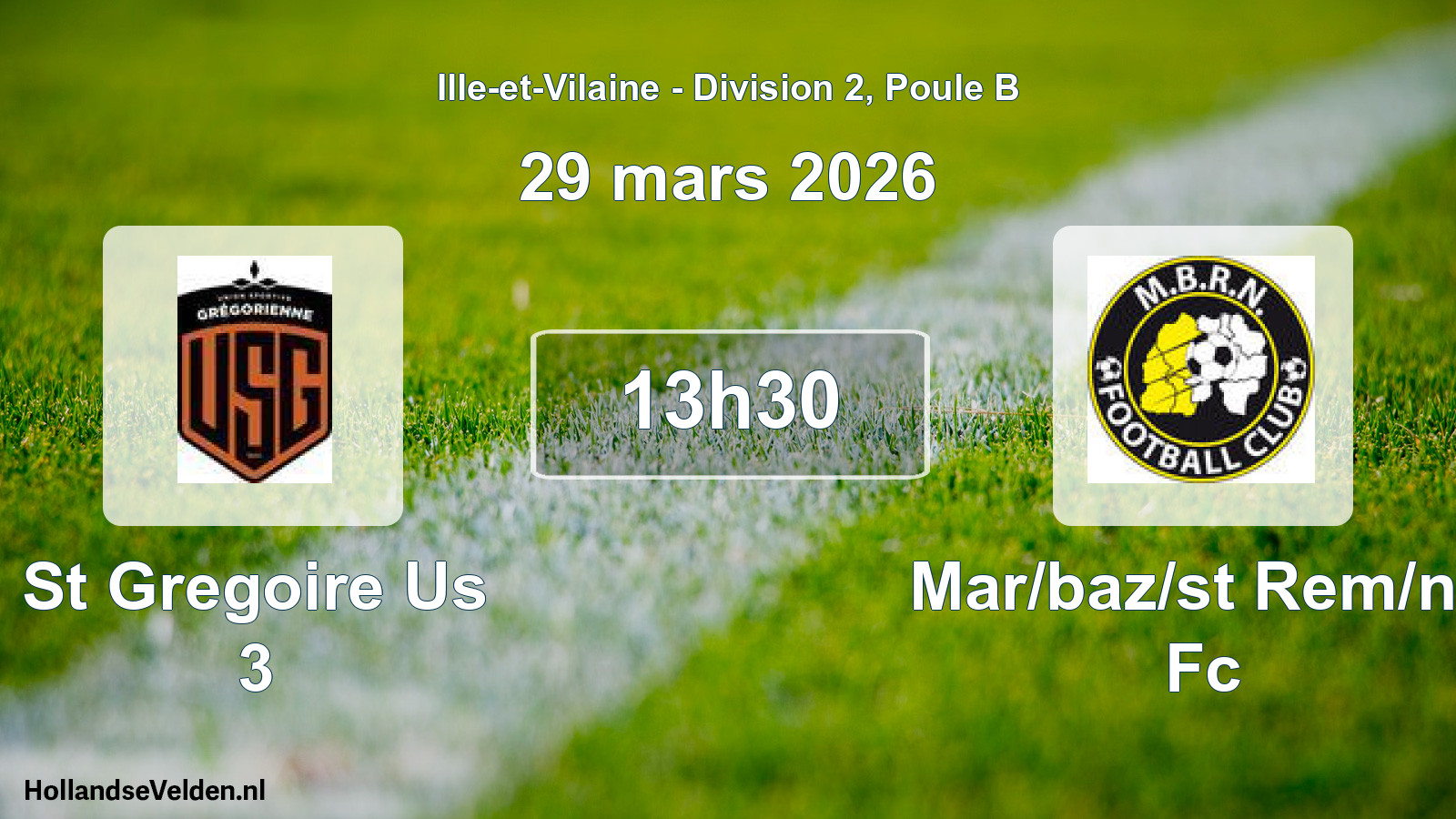 Scheduled Match: St Gregoire Us 3 - Mar/baz/st Rem/no Fc (29 March 2026)