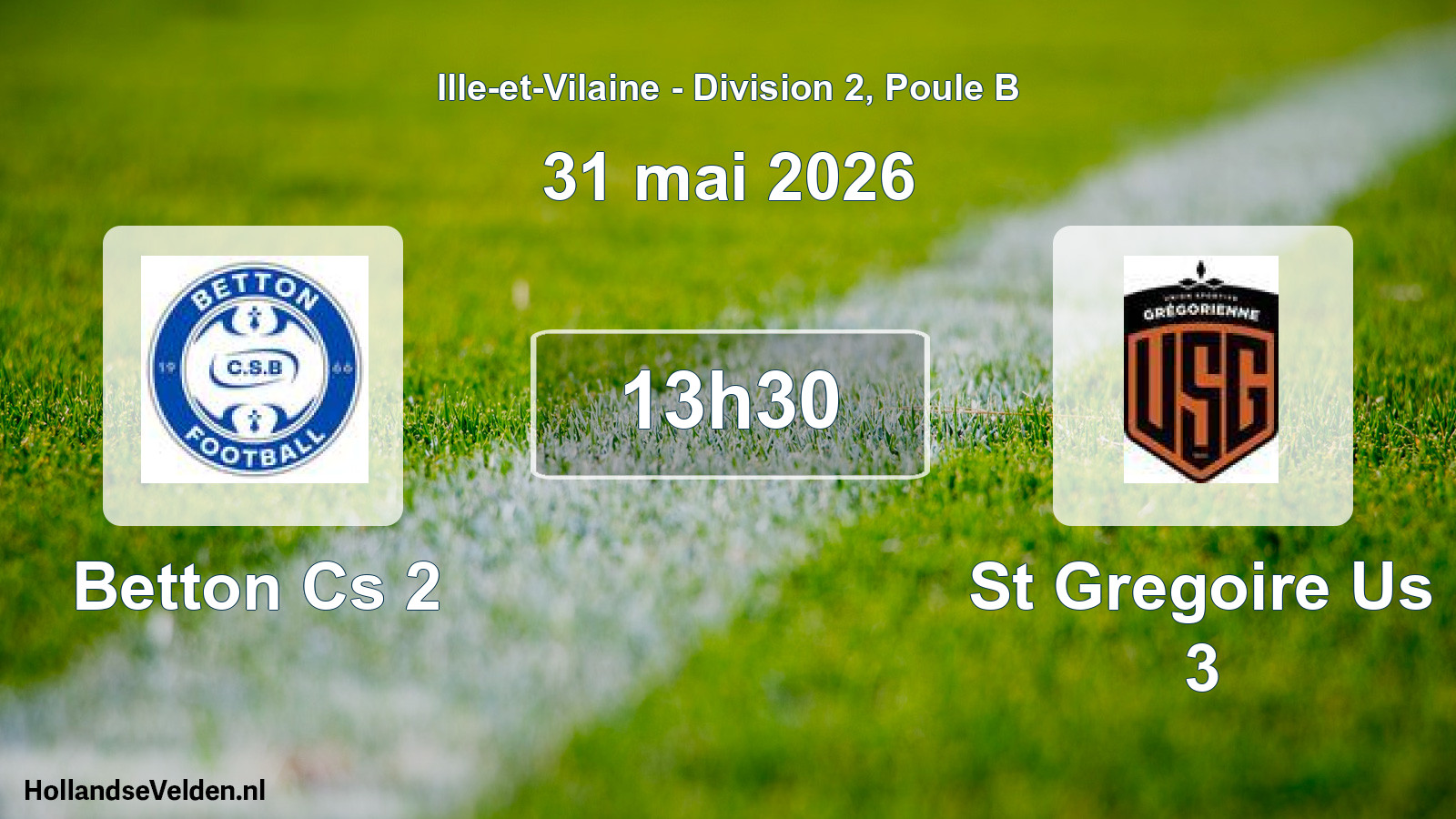 Geplande wedstrijd: Betton Cs 2 - St Gregoire Us 3 (31 mei 2026)