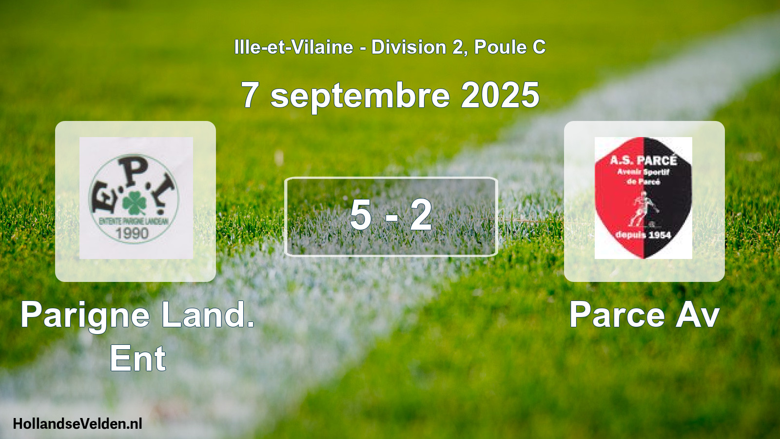 Gespeelde wedstrijd: Parigne Land. Ent - Parce Av 5 - 2 (7 septembre 2025)