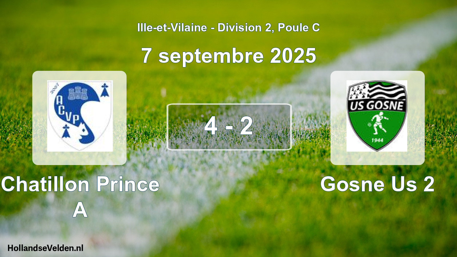 Gespeelde wedstrijd: Chatillon Prince A - Gosne Us 2 4 - 2 (7 septembre 2025)