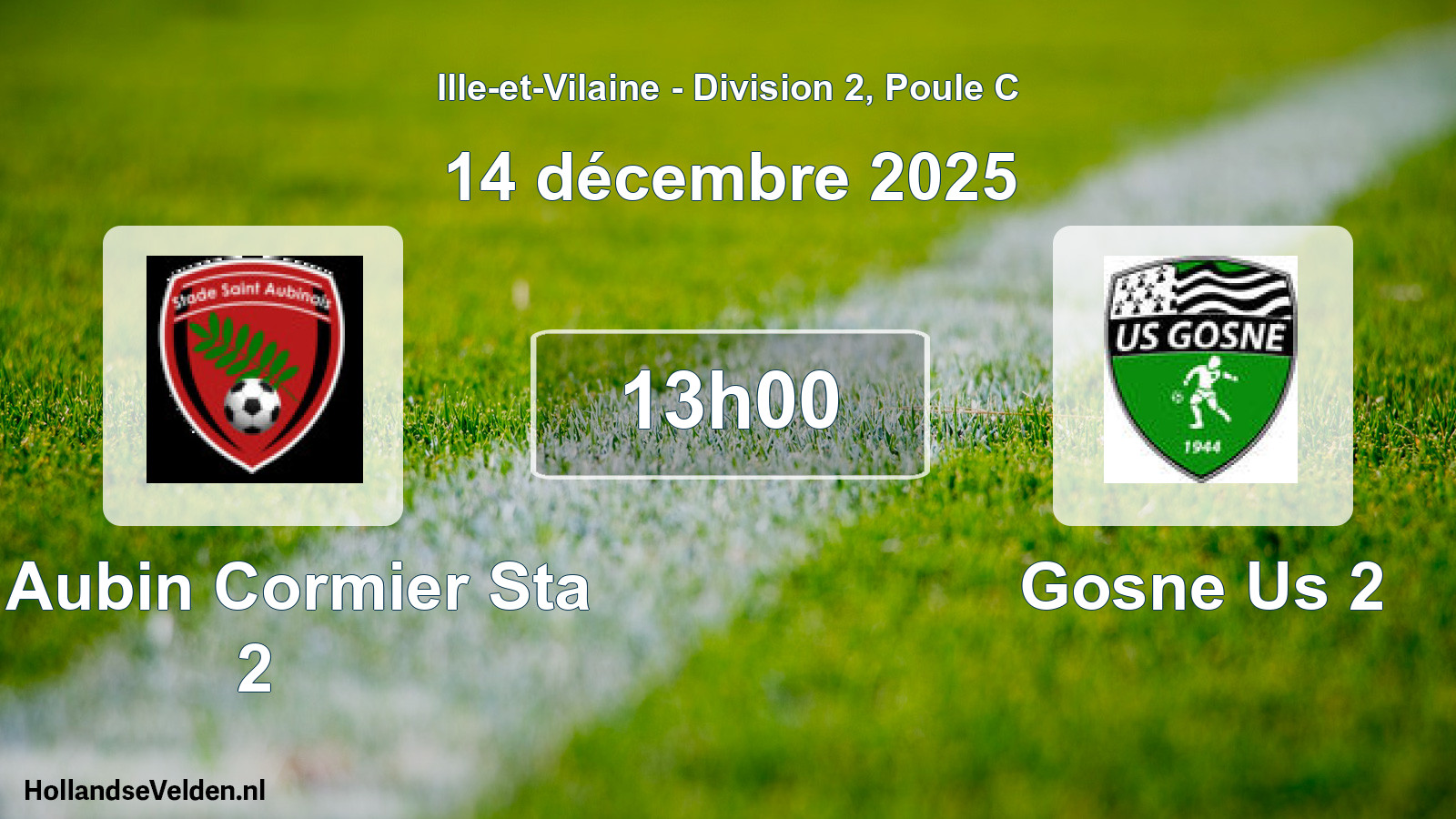 Geplande wedstrijd: St Aubin Cormier Sta 2 - Gosne Us 2 (14 december 2025)