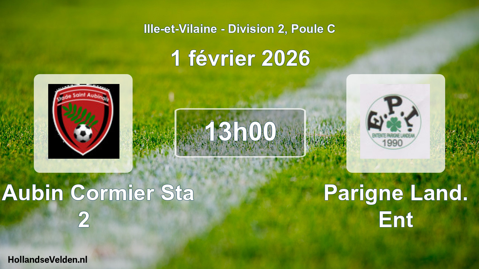 Geplande wedstrijd: St Aubin Cormier Sta 2 - Parigne Land. Ent (1 février 2026)