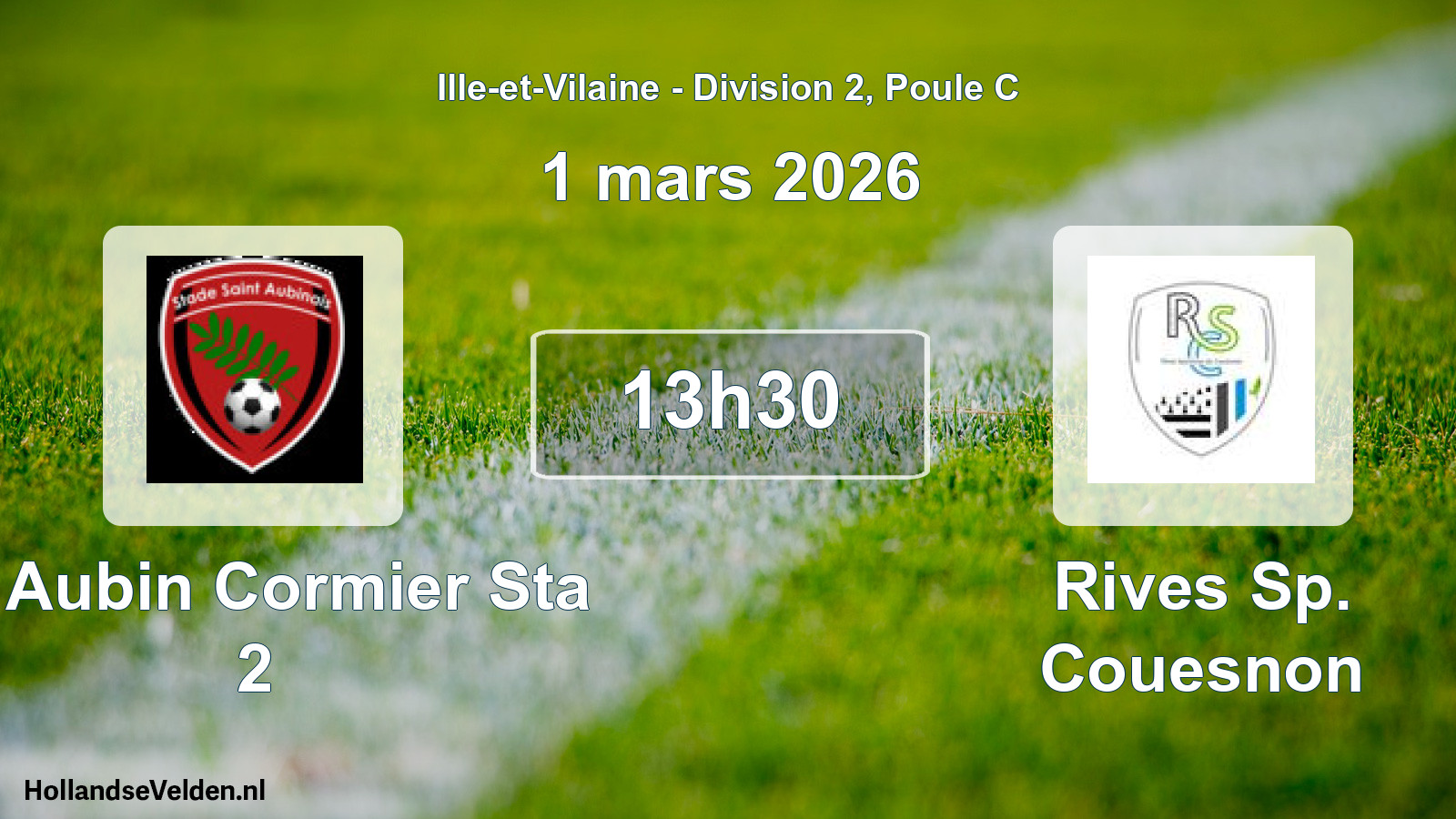 Geplande wedstrijd: St Aubin Cormier Sta 2 - Rives Sp. Couesnon (1 mars 2026)