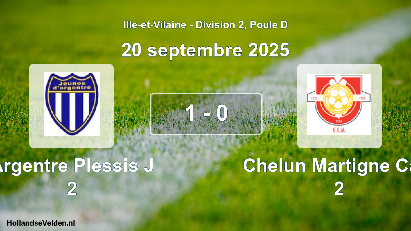Gespeelde wedstrijd: Argentre Plessis J 2 - Chelun Martigne Cad. 2 1 - 0 (20 septembre 2025)