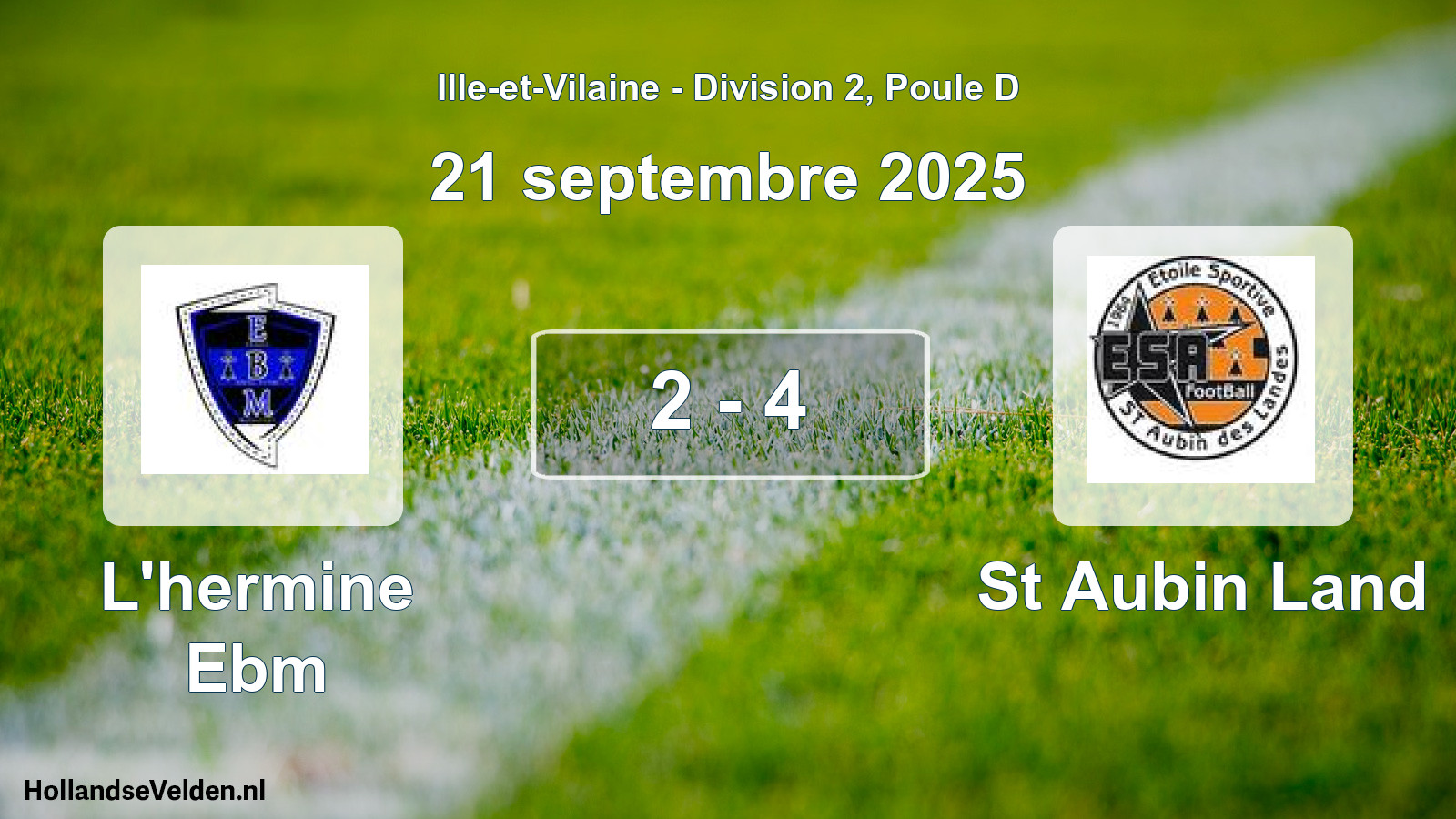 Total number of matches played: L'hermine Ebm - St Aubin Land 2 - 4 (21 September 2025)