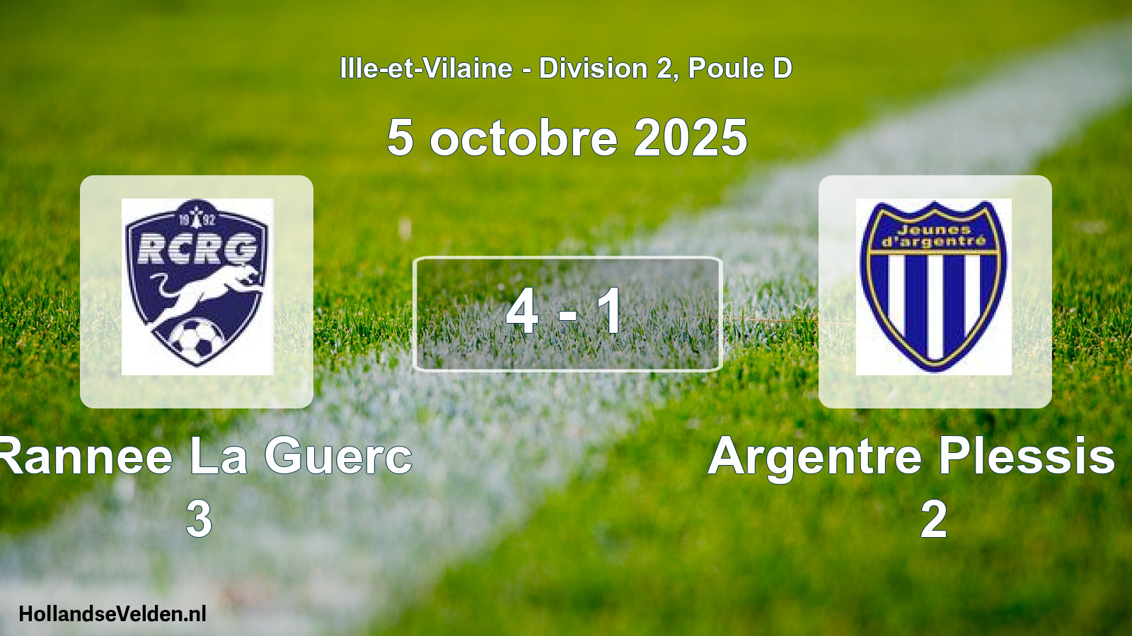 Gespeelde wedstrijd: Rannee La Guerc 3 - Argentre Plessis J 2 4 - 1 (5 oktober 2025)
