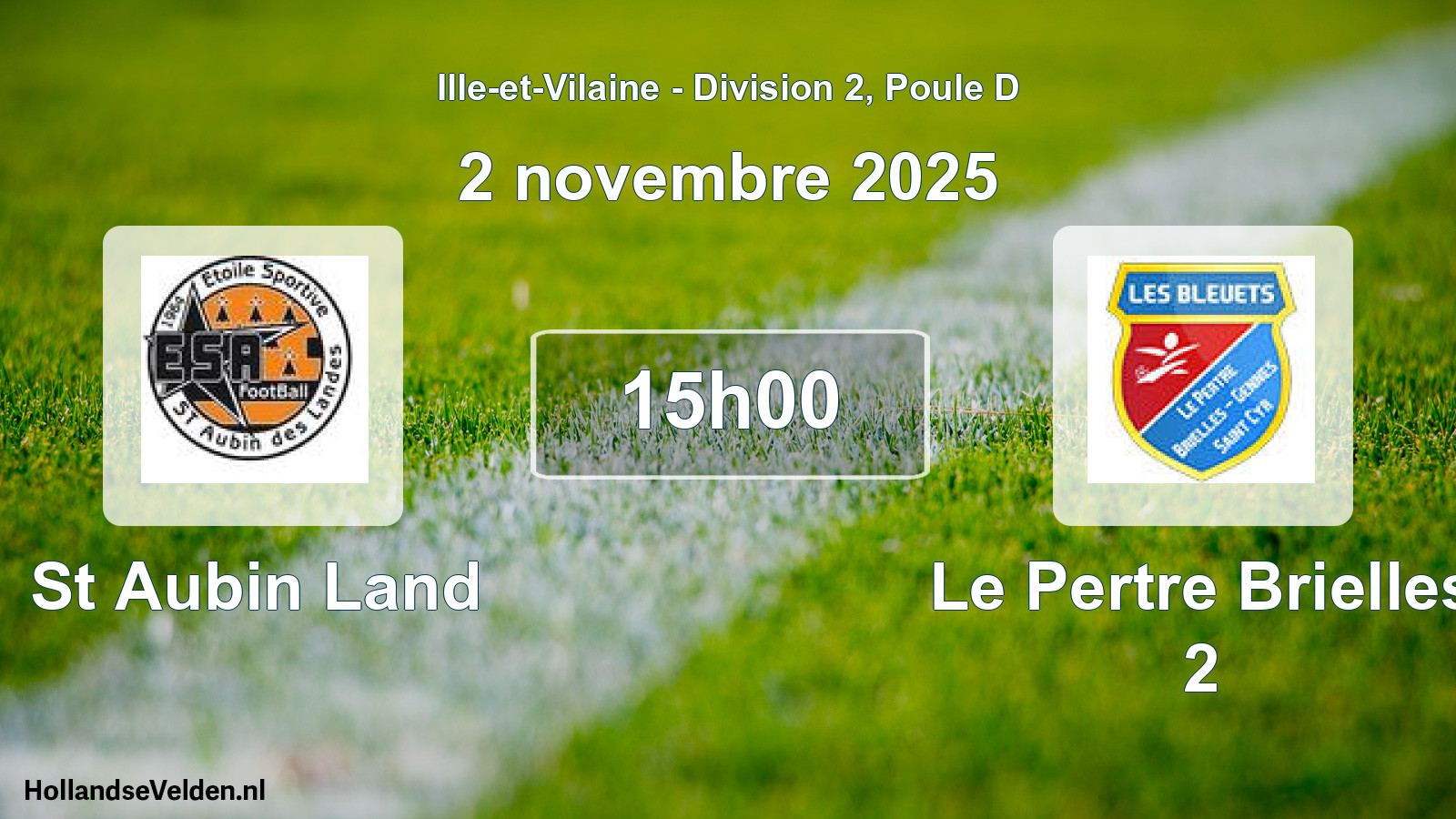 Geplande wedstrijd: St Aubin Land - Le Pertre Brielles 2 (2 november 2025)